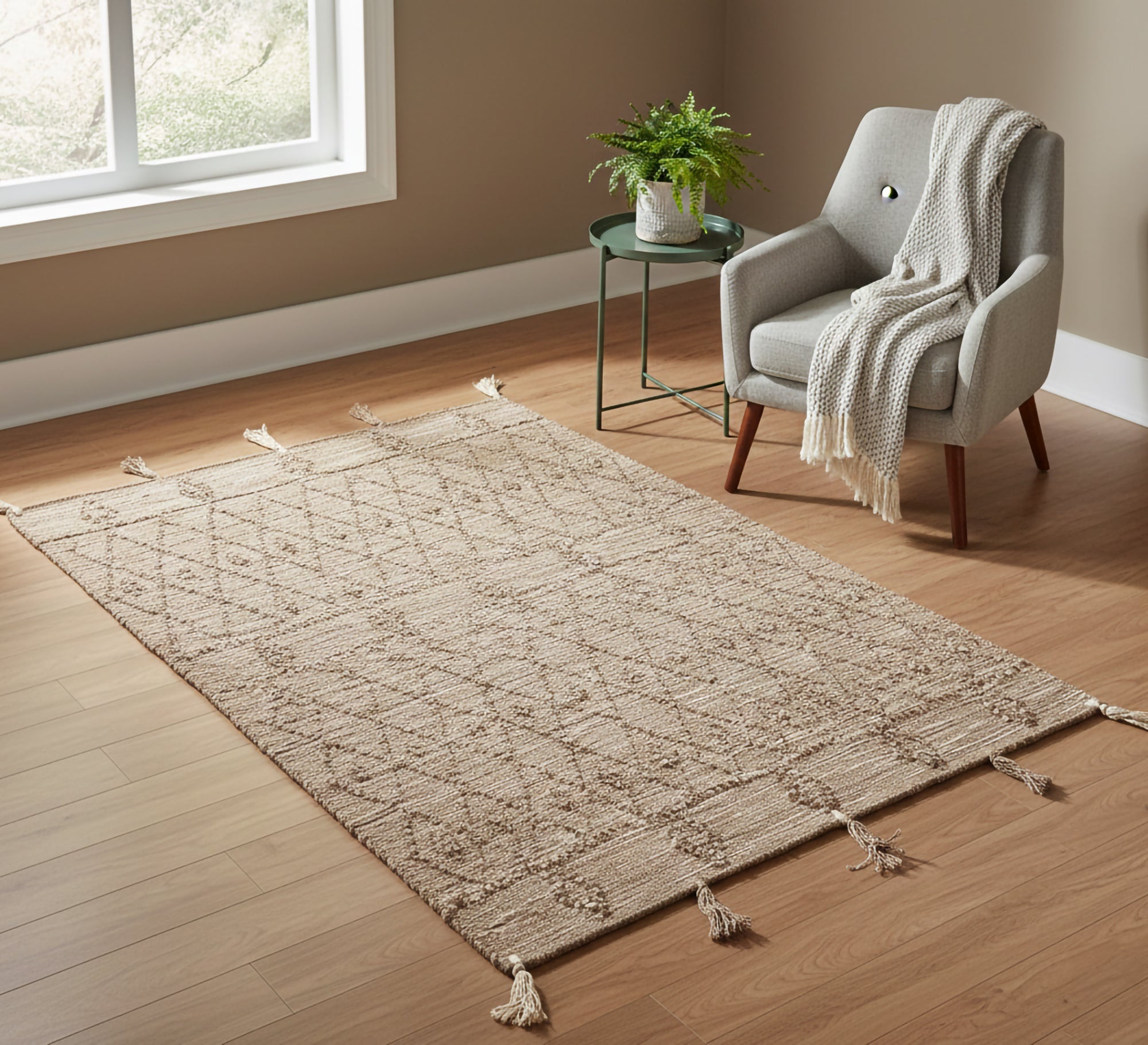 A beige rug with a soft diamond pattern - Vitrine Furniture - Accessories