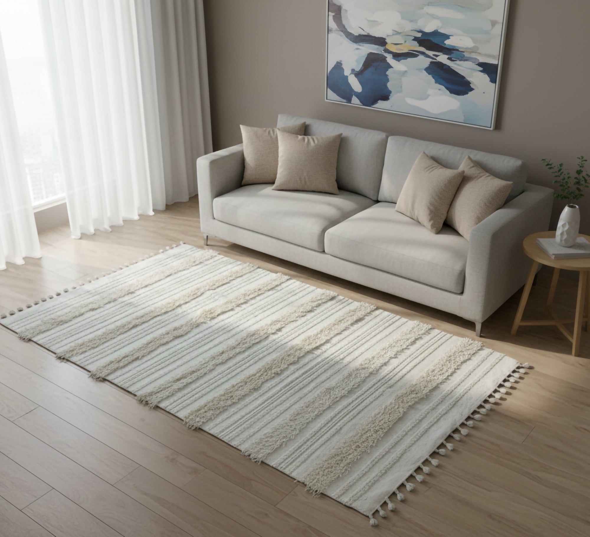 A beige rug with beautiful embossed patterns - Vitrine Furniture - Accessories