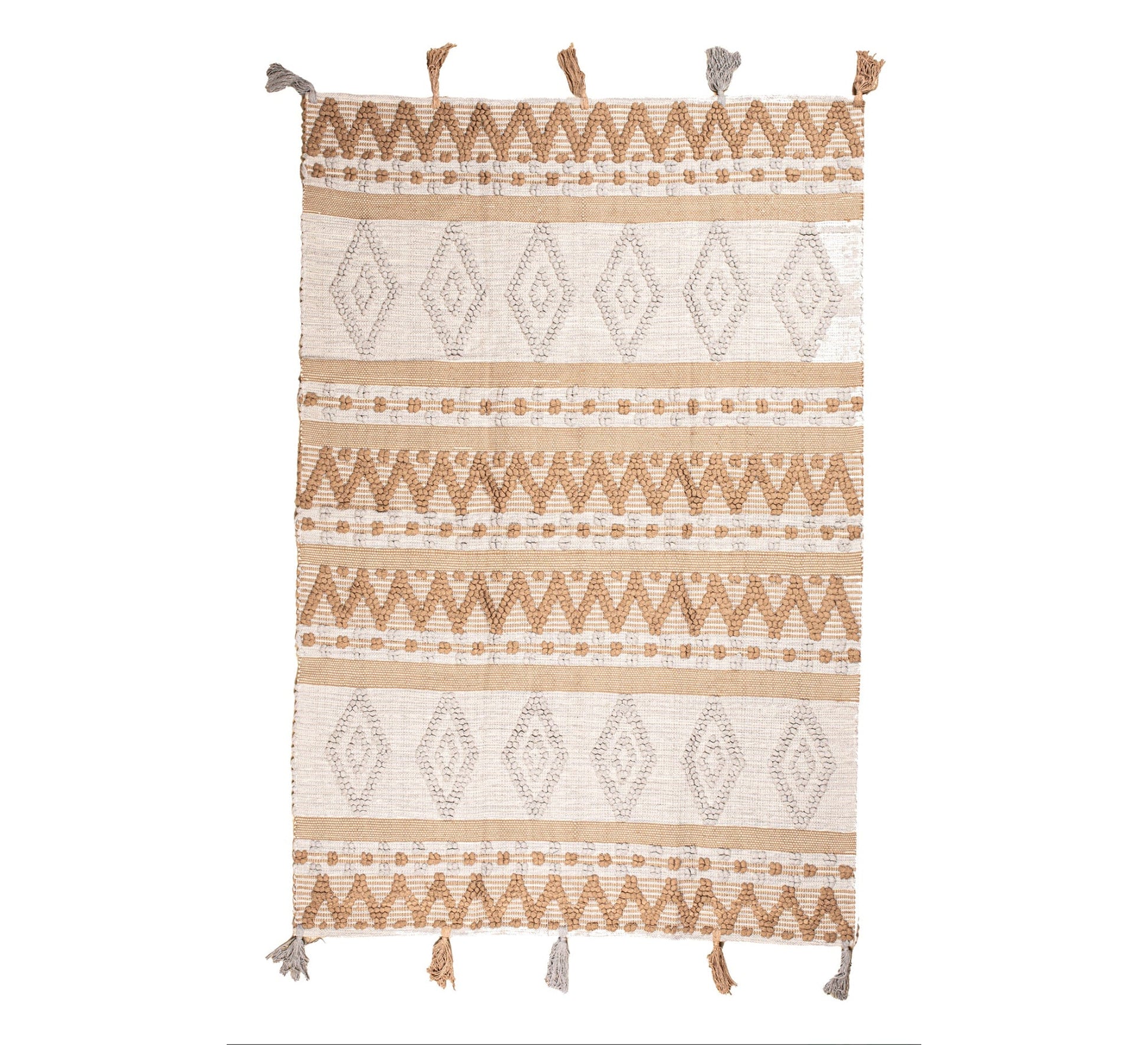 A beige rug with brown and gray geometric shapes - Vitrine Furniture - Accessories