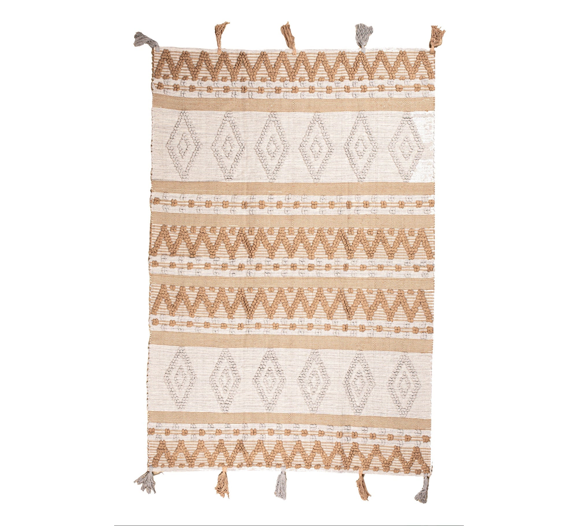 A beige rug with brown and gray geometric shapes - Vitrine Furniture - Accessories