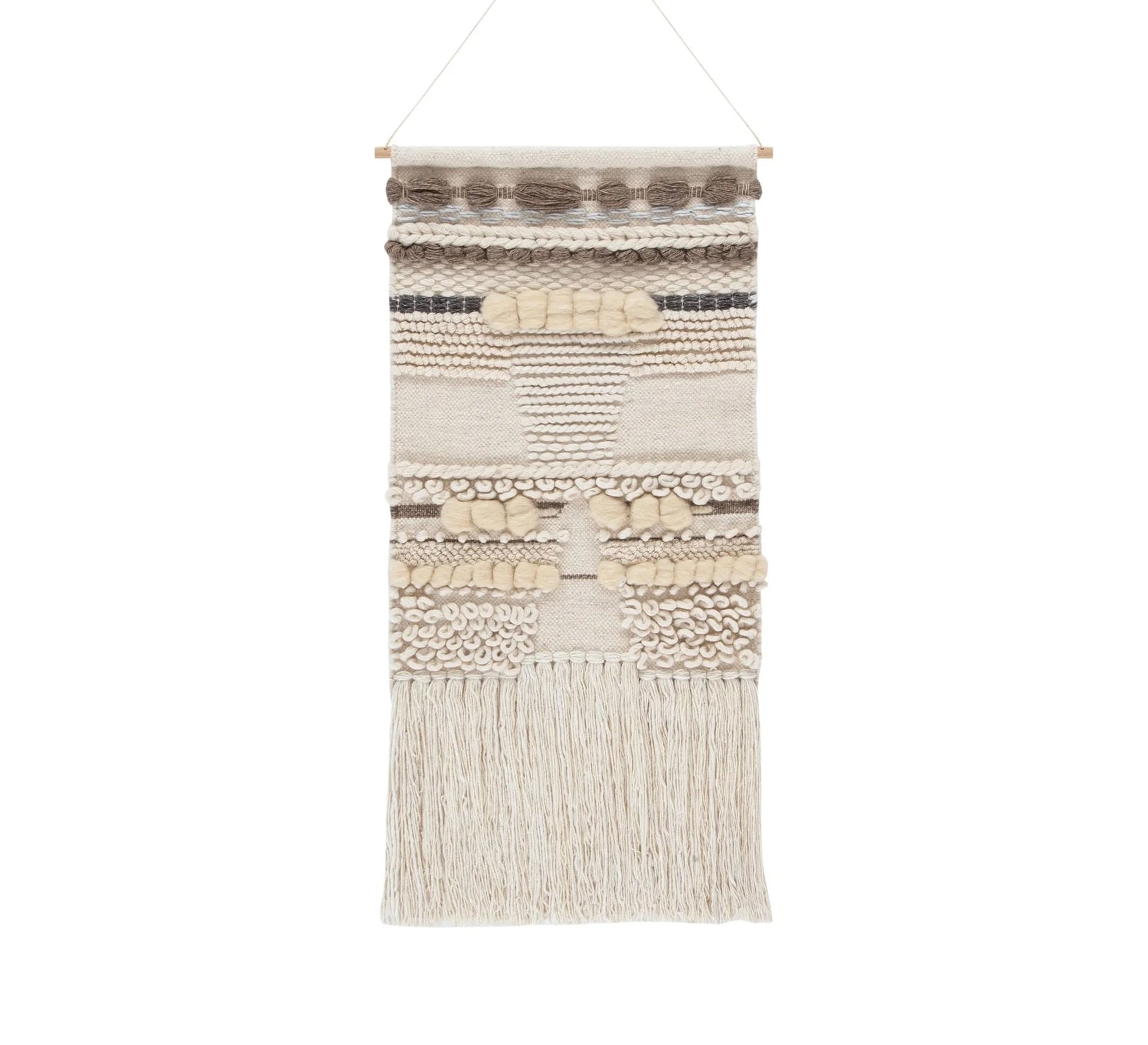 A beige runner with raised textures and long tassels - Vitrine Furniture - Accessories