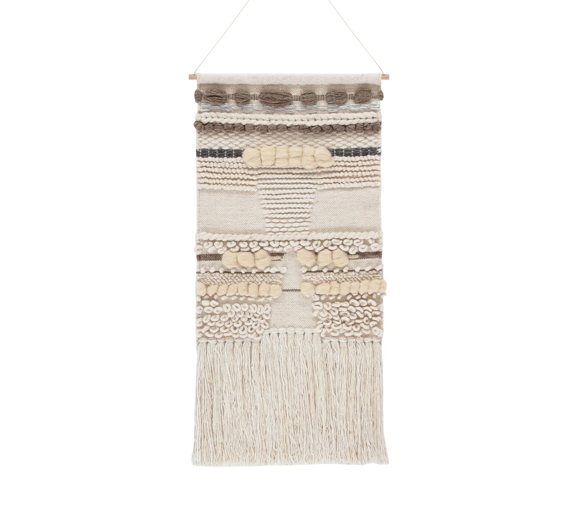 A beige runner with raised textures and long tassels - Vitrine Furniture - Accessories