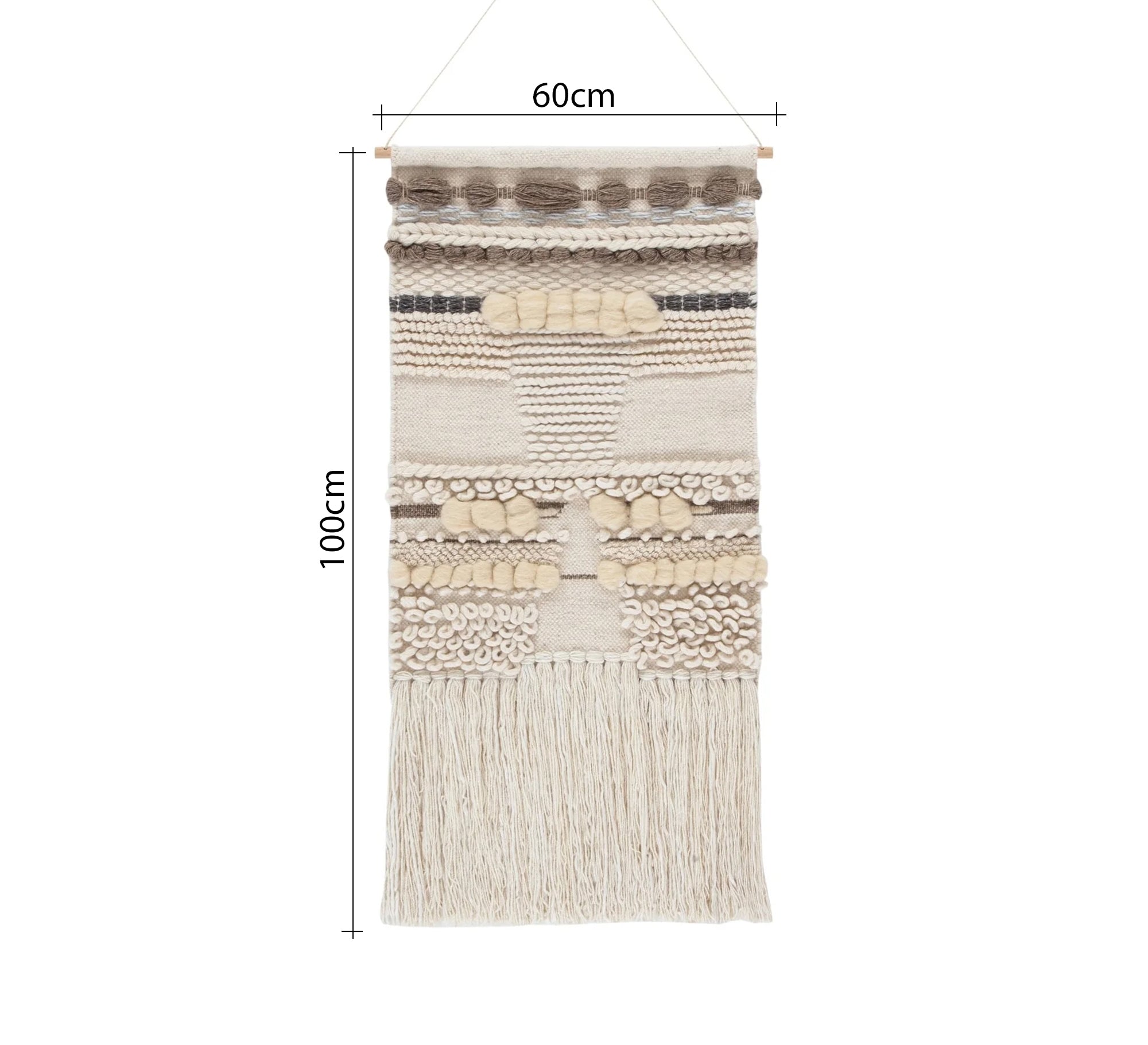 A beige runner with raised textures and long tassels - Vitrine Furniture - Accessories