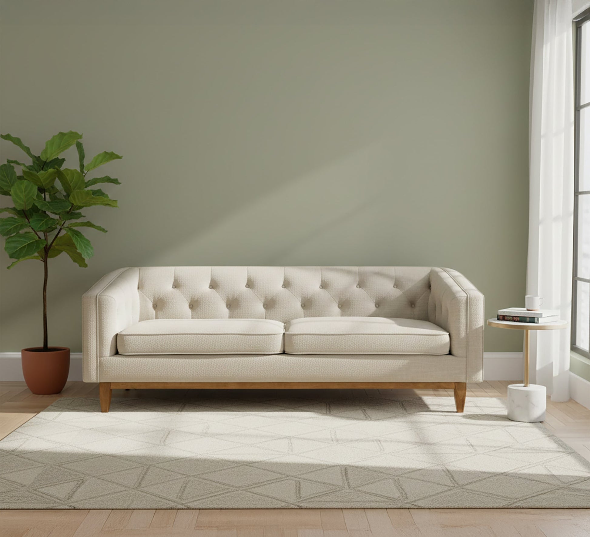 A beige sofa with capotonite grains, with armrests and backrest - Vitrine Furniture - Living room Sofas