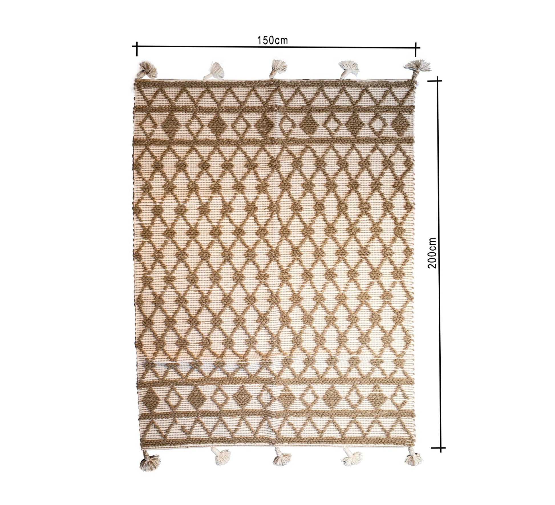 A beige woven bohemian rug with a diamond pattern - Vitrine Furniture - Accessories