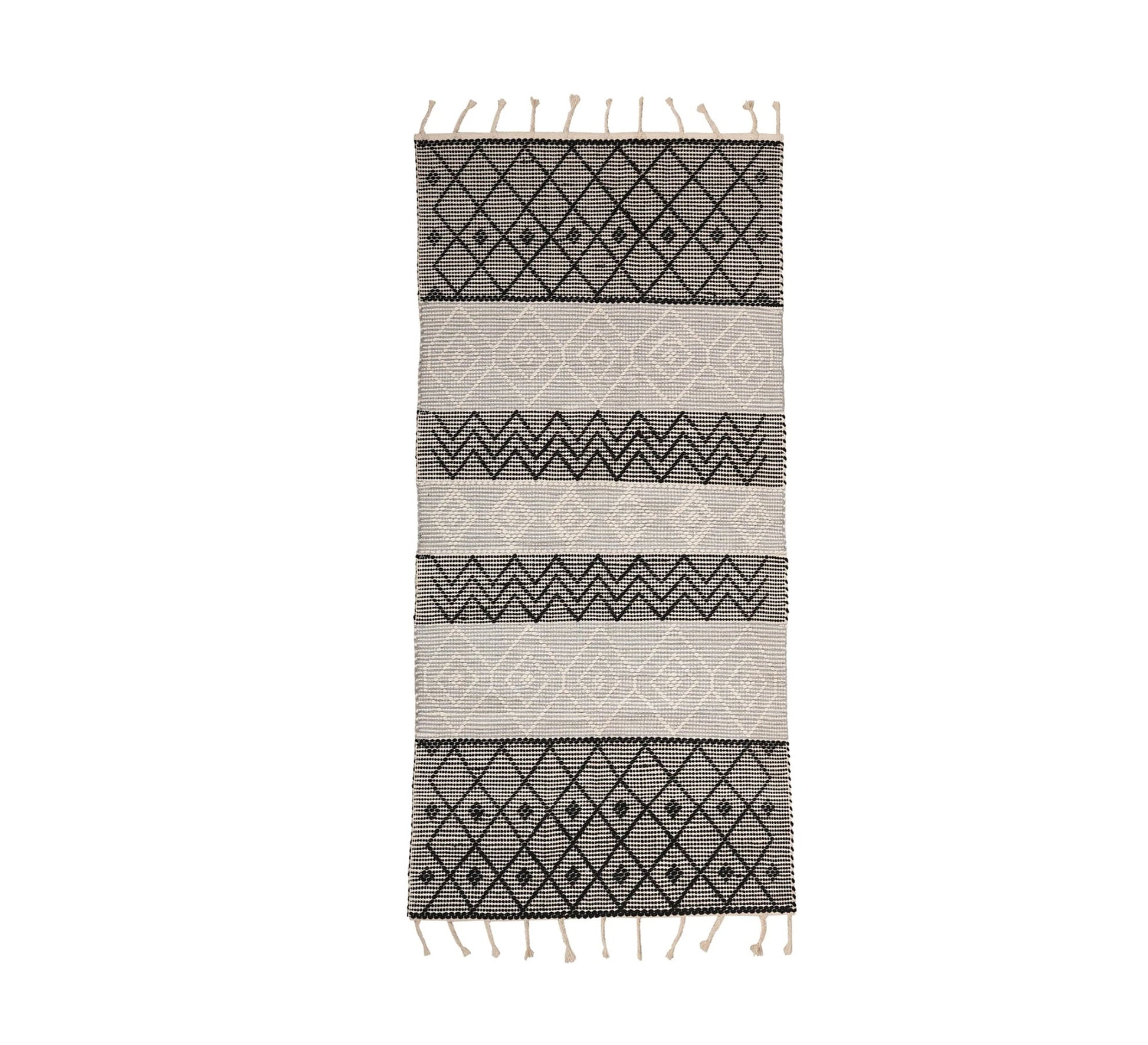 A black and white rug with a bold geometric pattern - Vitrine Furniture - Accessories