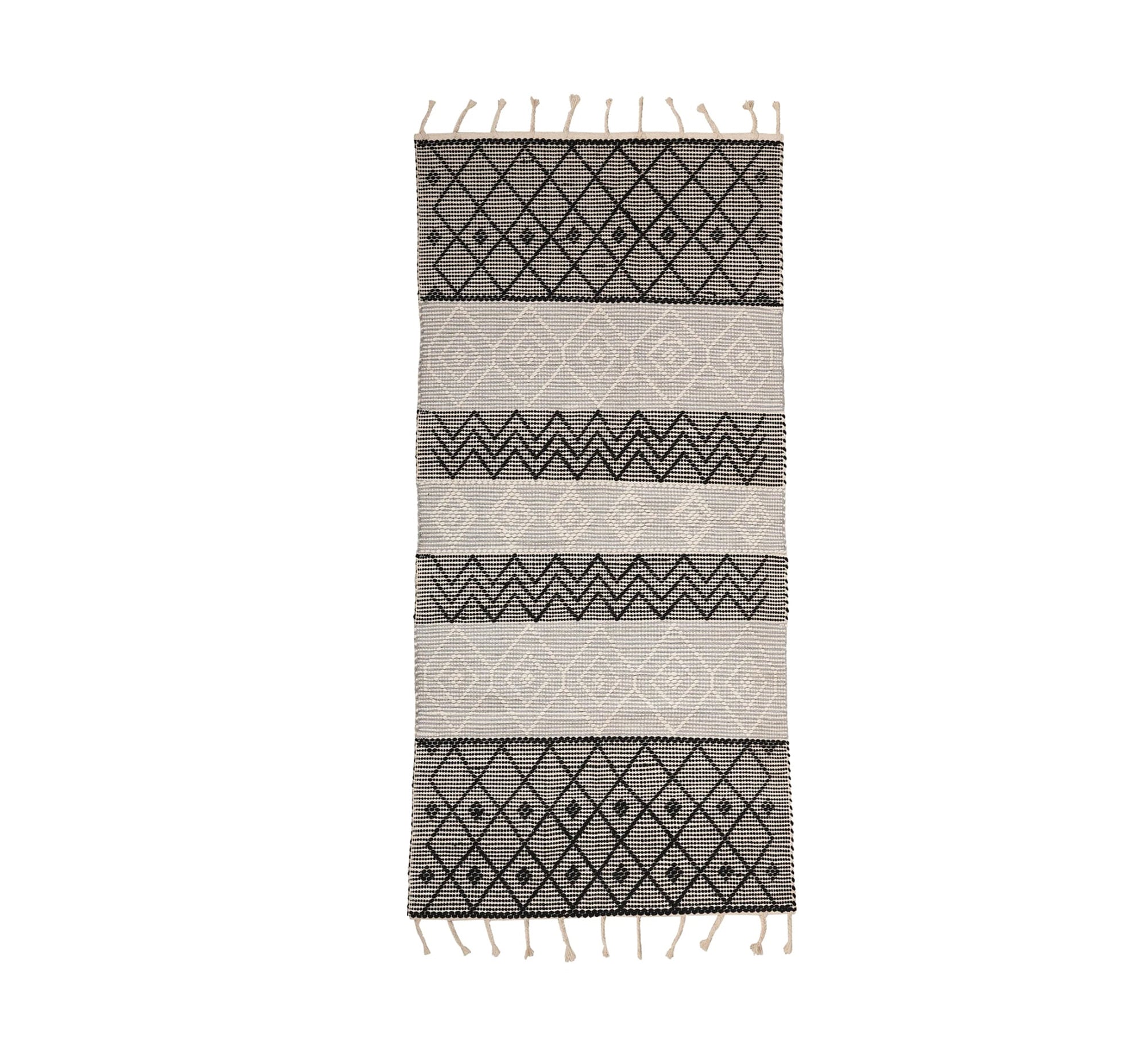 A black and white rug with a bold geometric pattern - Vitrine Furniture - Accessories