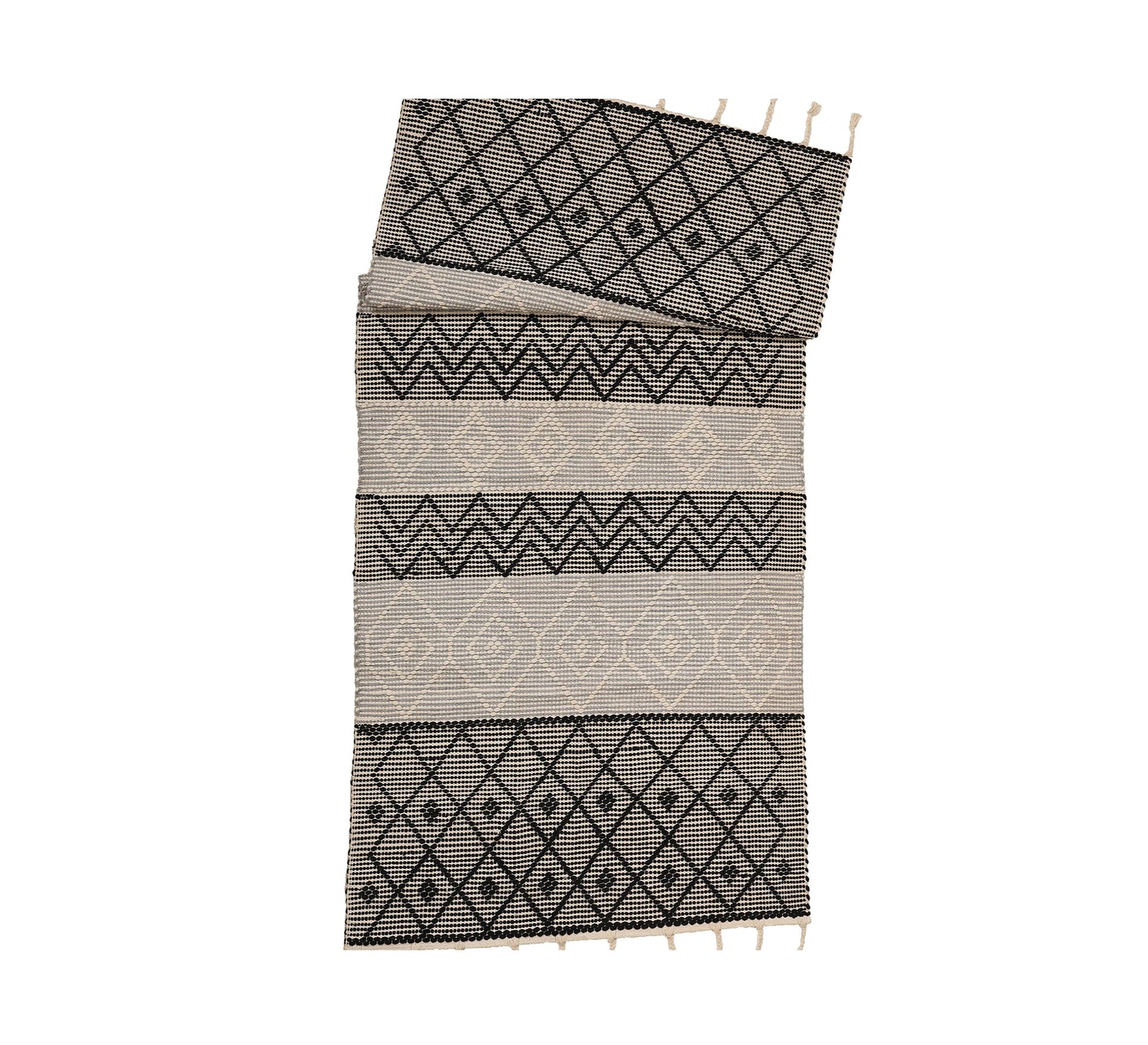 A black and white rug with a bold geometric pattern - Vitrine Furniture - Accessories
