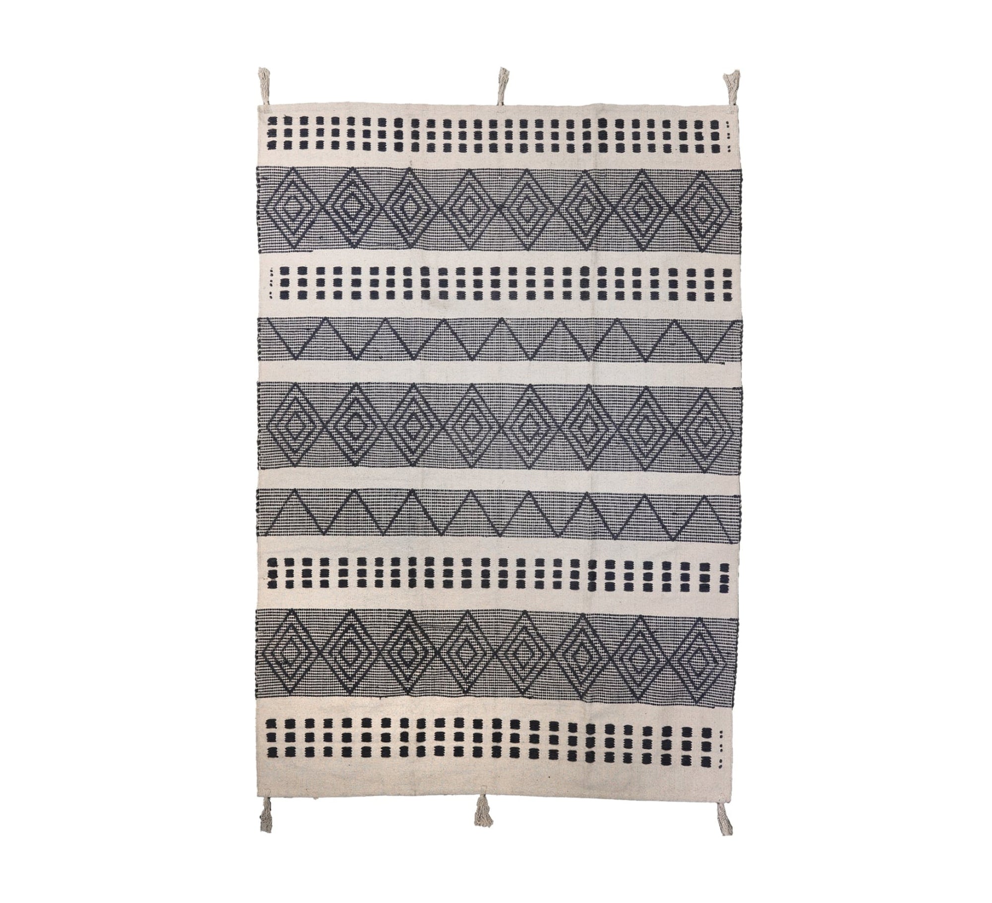 A black and white rug with diamond and rectangular shapes - Vitrine Furniture - Accessories
