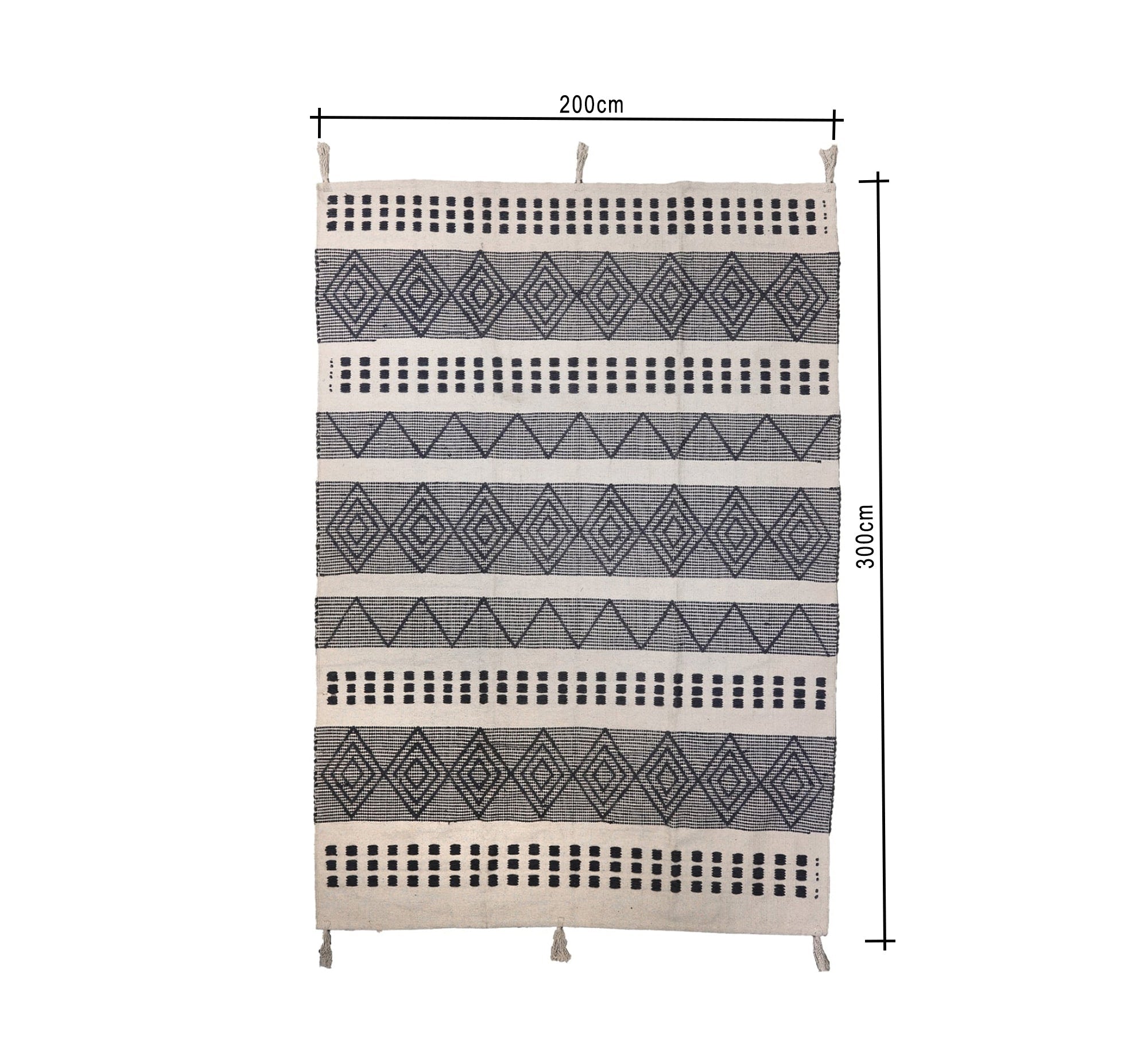 A black and white rug with diamond and rectangular shapes - Vitrine Furniture - Accessories