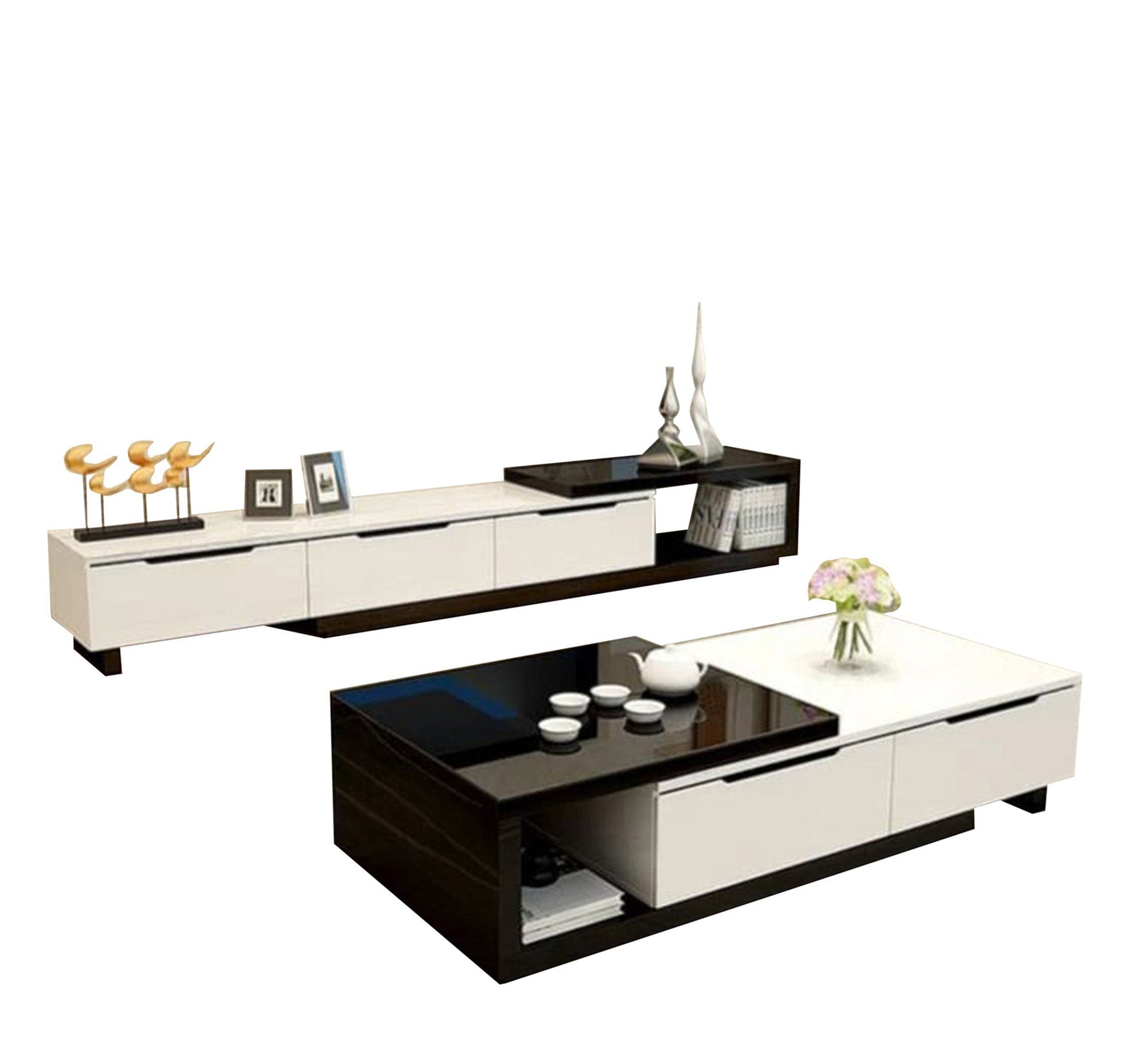 A black and white TV table and middle table - Vitrine Furniture - TV Table & Cabinet