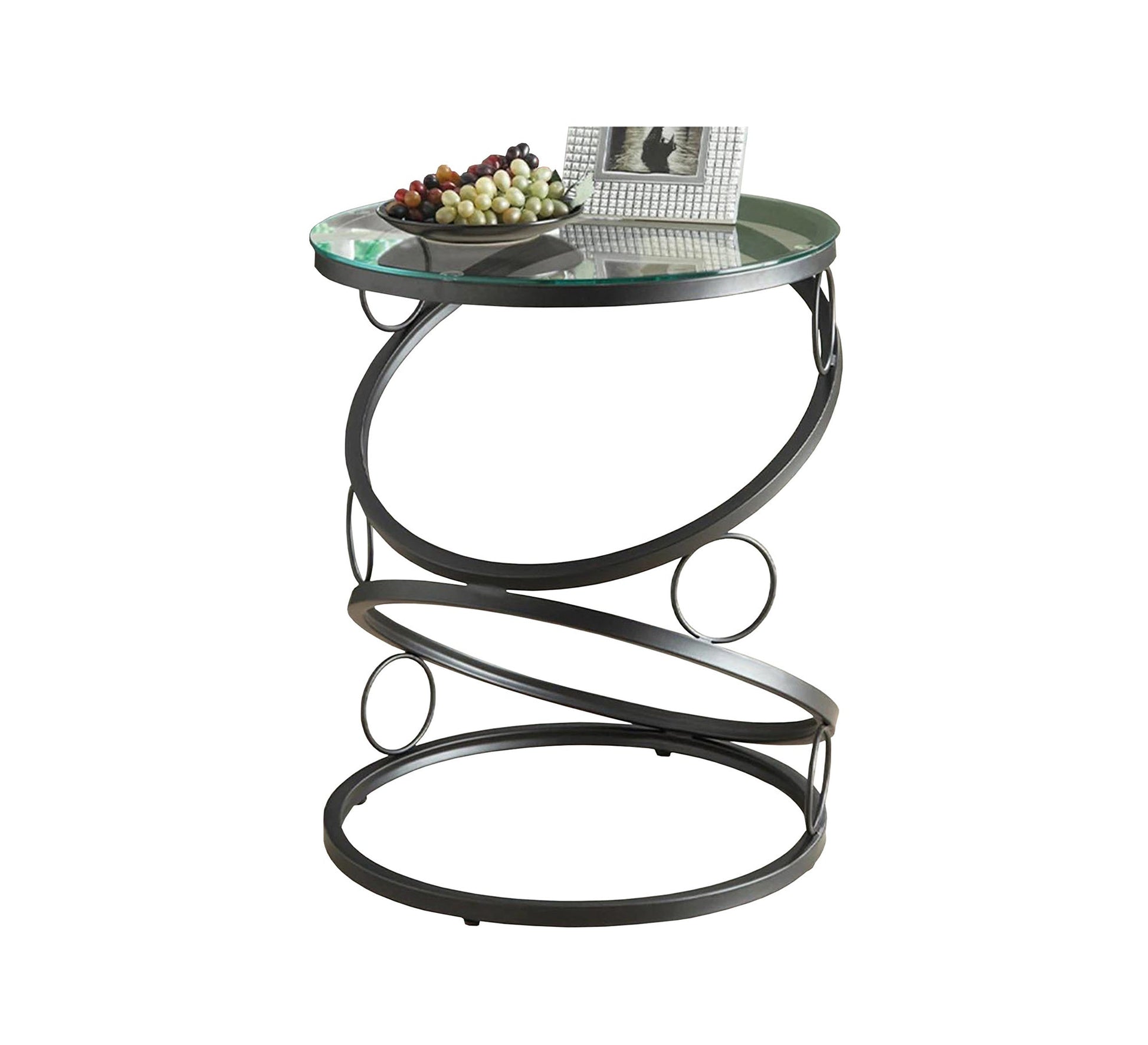 A black circular table with a unique design - Vitrine Furniture - Furniture