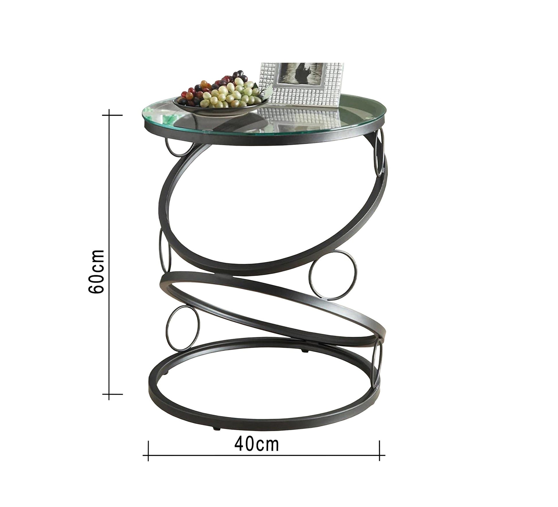 A black circular table with a unique design - Vitrine Furniture - Furniture