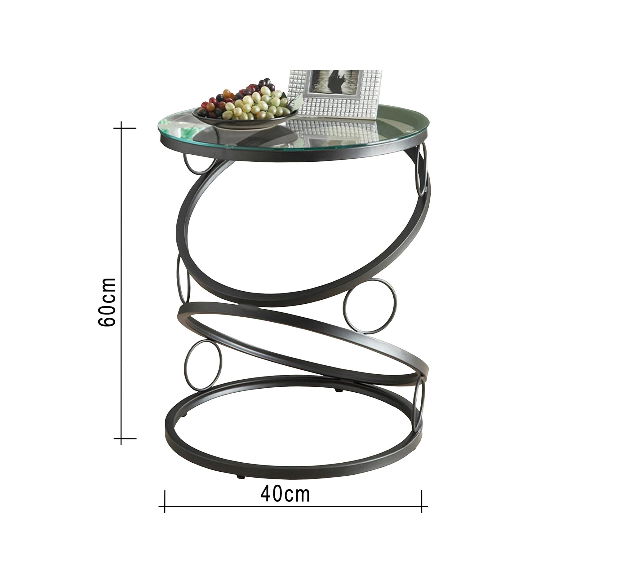 A black circular table with a unique design - Vitrine Furniture - Furniture