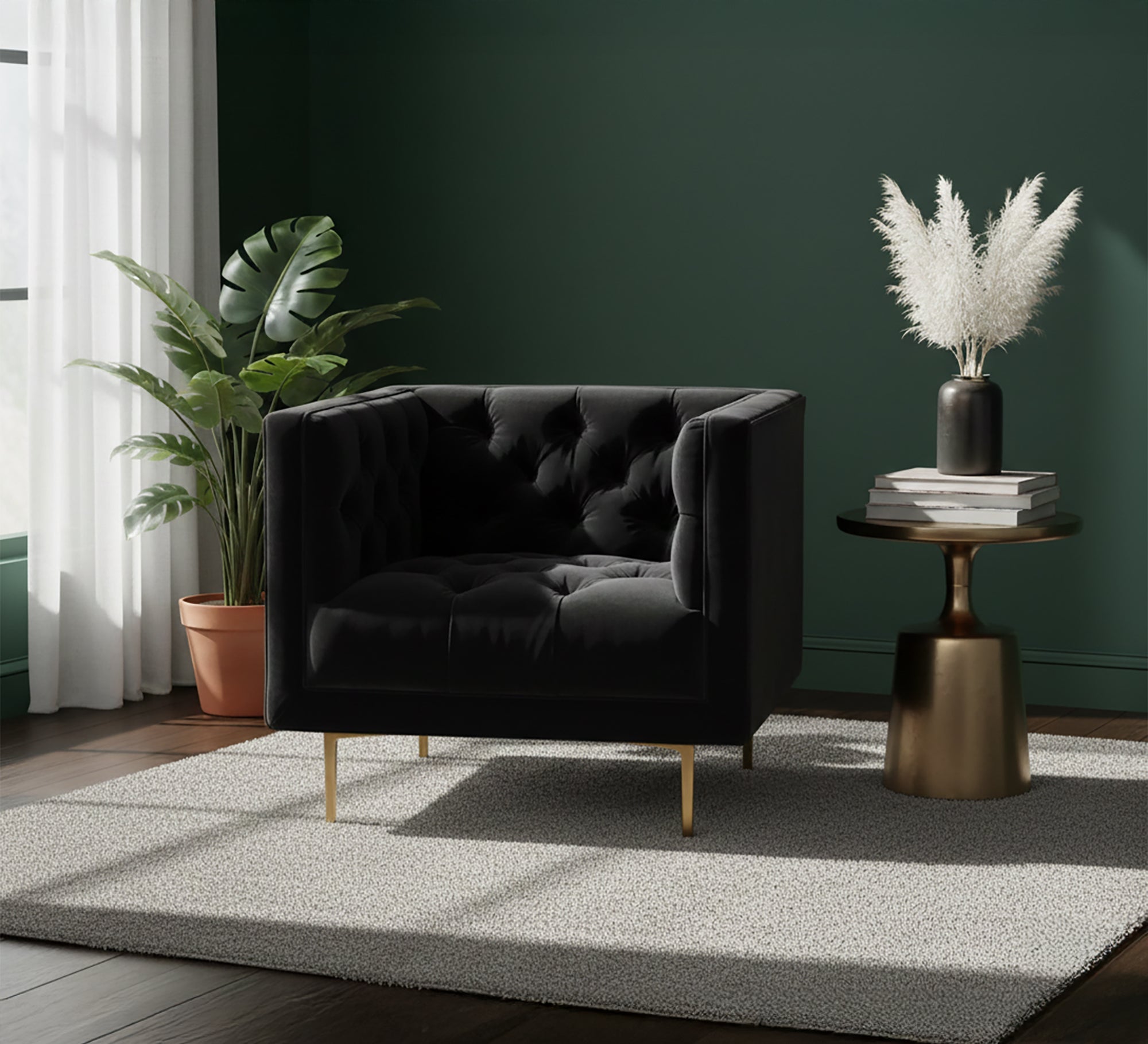 A black footstool in a square shape - Vitrine Furniture - Chairs & Chaise lounge