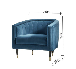 A blue floral chair with longitudinal stitching from the inside and outside - Vitrine Furniture - Chairs & Chaise lounge