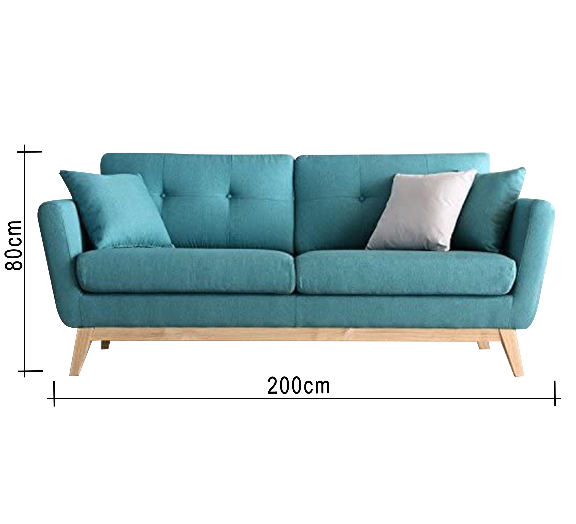A blue sofa with light wooden legs - Vitrine Furniture - Living room Sofas