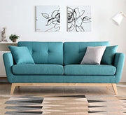 A blue sofa with light wooden legs - Vitrine Furniture - Living room Sofas