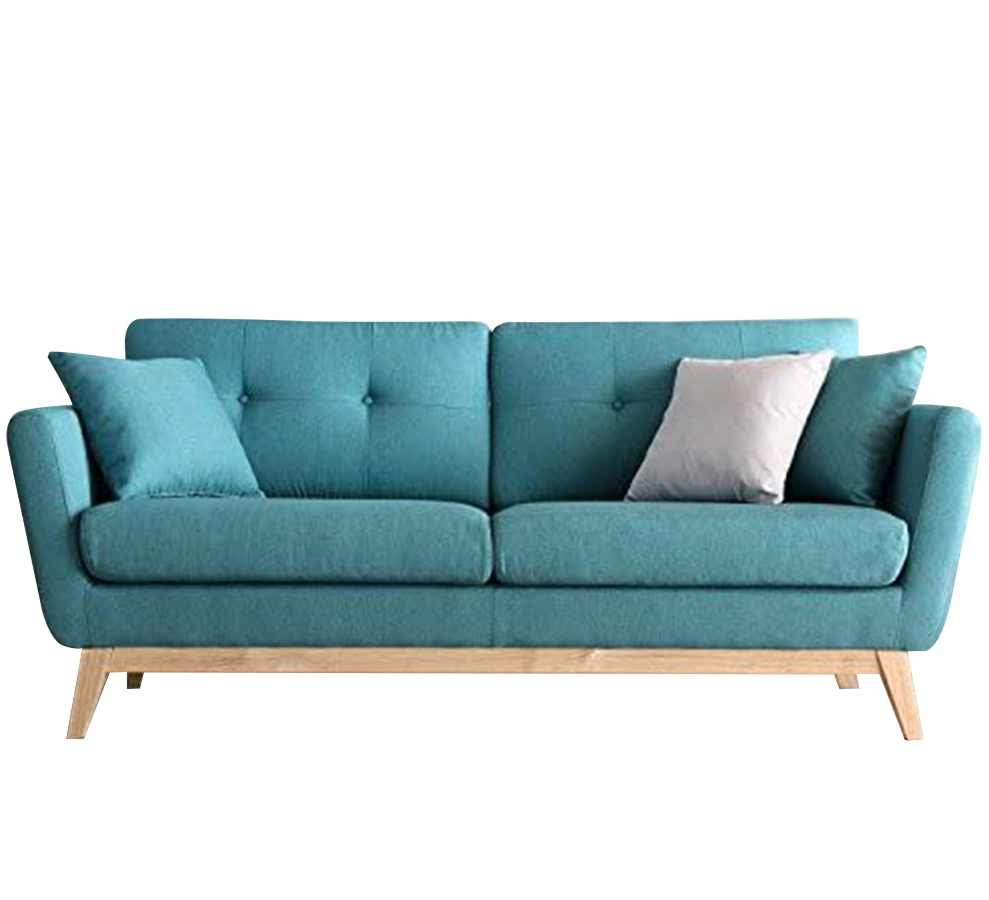 A blue sofa with light wooden legs - Vitrine Furniture - Living room Sofas