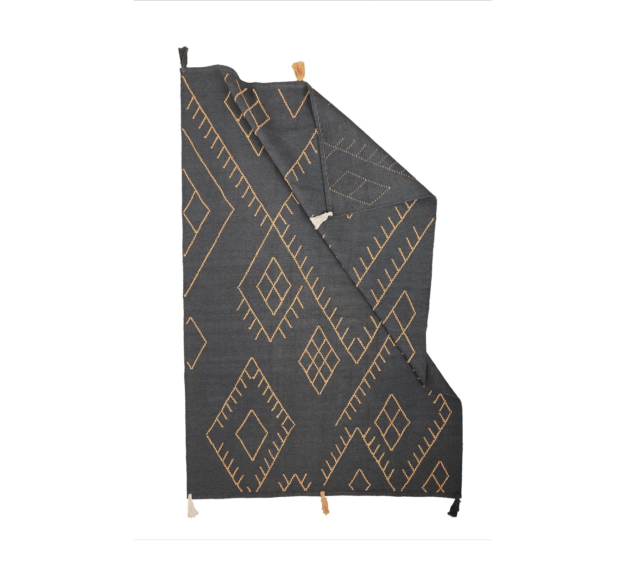 A bold, modern rug adorned with embroidered diamond patterns - Vitrine Furniture - Accessories