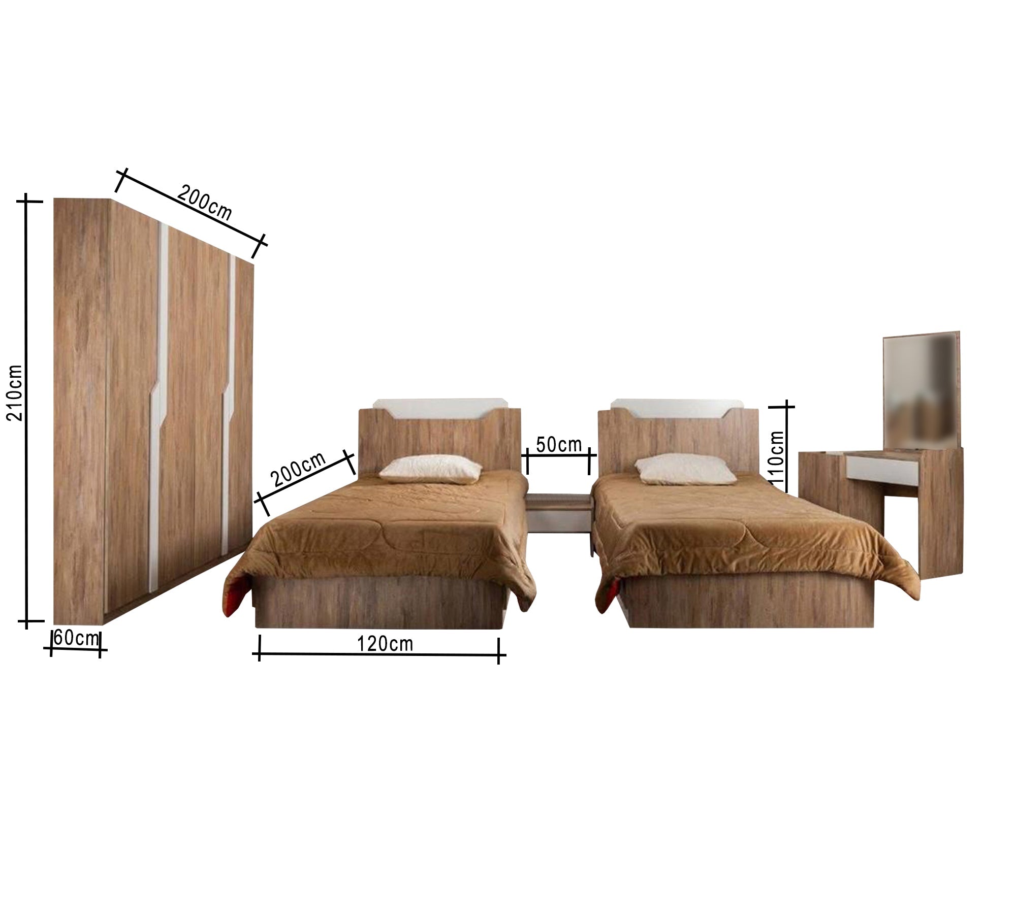 A boys' bedroom in a wood color with white accents - Vitrine Furniture - Furniture