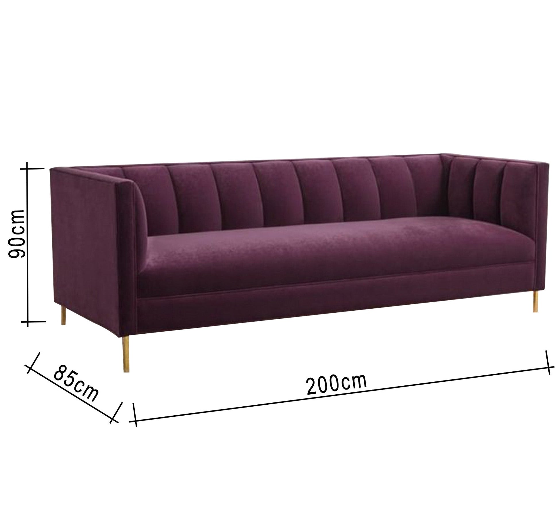 A burgundy sofa with successive recessed lines on the backrest - Vitrine Furniture - Living room Sofas