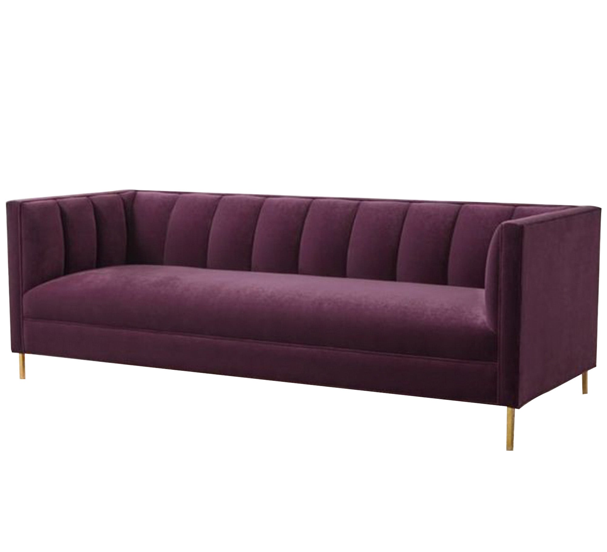 A burgundy sofa with successive recessed lines on the backrest - Vitrine Furniture - Living room Sofas