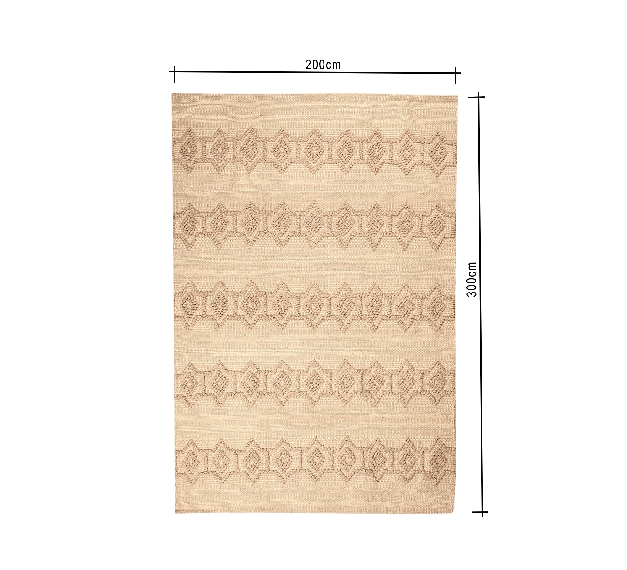 A calm, elegant beige rug featuring rows of woven diamonds - Vitrine Furniture - Accessories