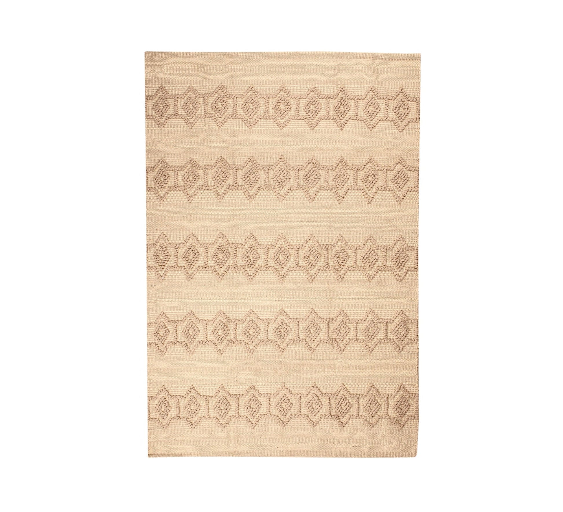 A calm, elegant beige rug featuring rows of woven diamonds - Vitrine Furniture - Accessories