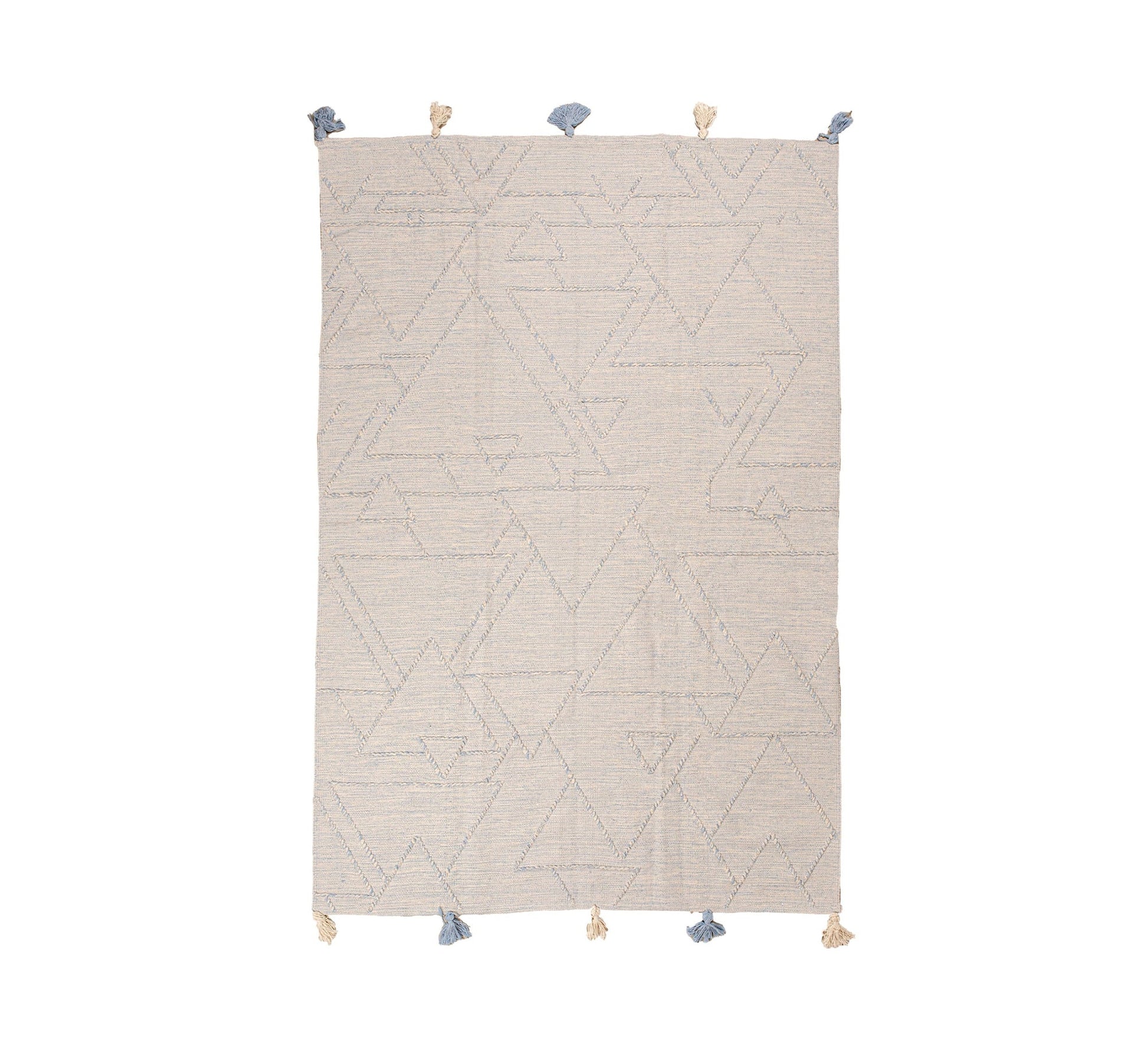 A calm, light gray rug woven with a boho triangle pattern - Vitrine Furniture - Accessories