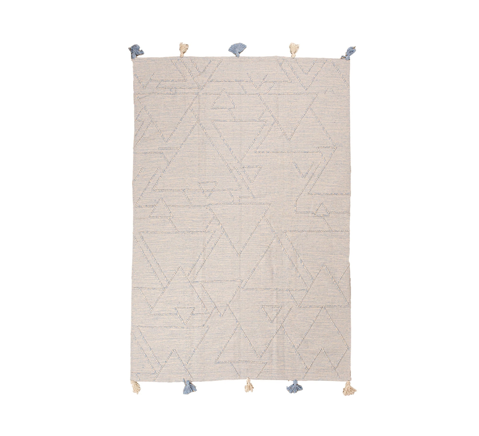 A calm, light gray rug woven with a boho triangle pattern - Vitrine Furniture - Accessories