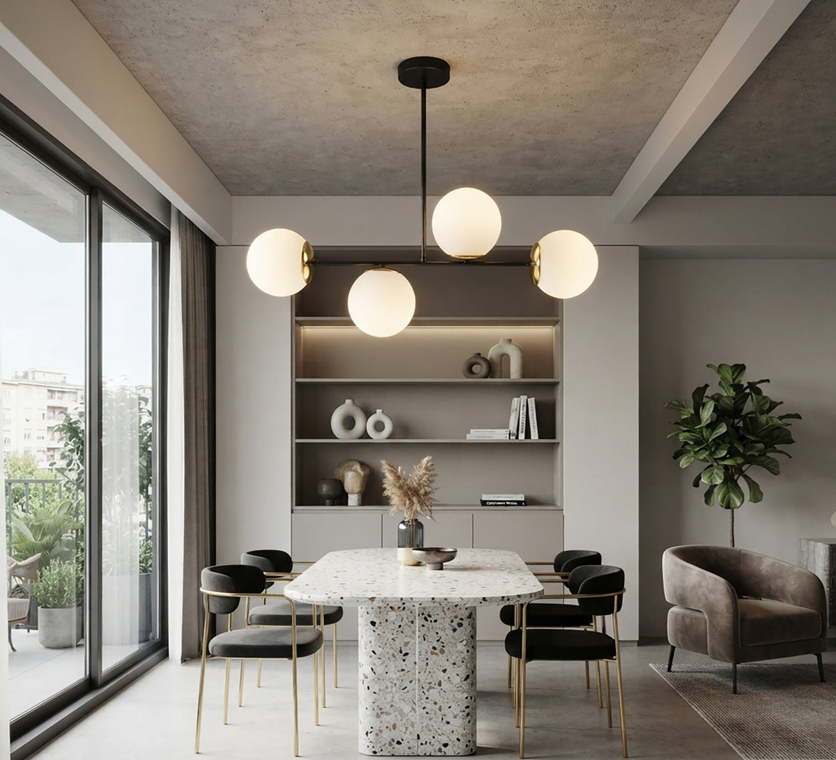 A chandelier featuring modern elegance with a golden touch - Vitrine Furniture - Ceiling lights