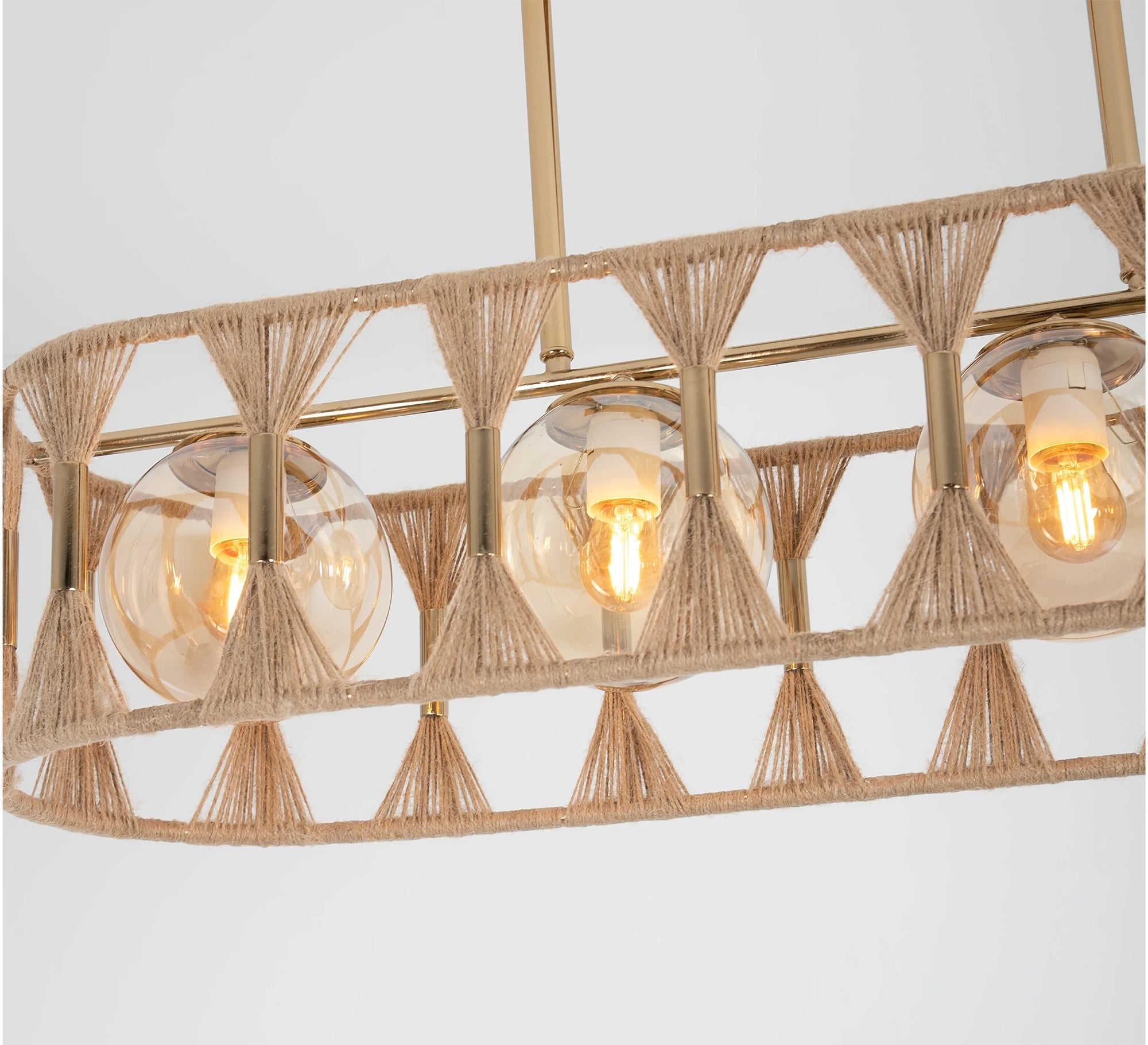 A chandelier hand - wrapped with burlap threads - Vitrine Furniture - Ceiling lights