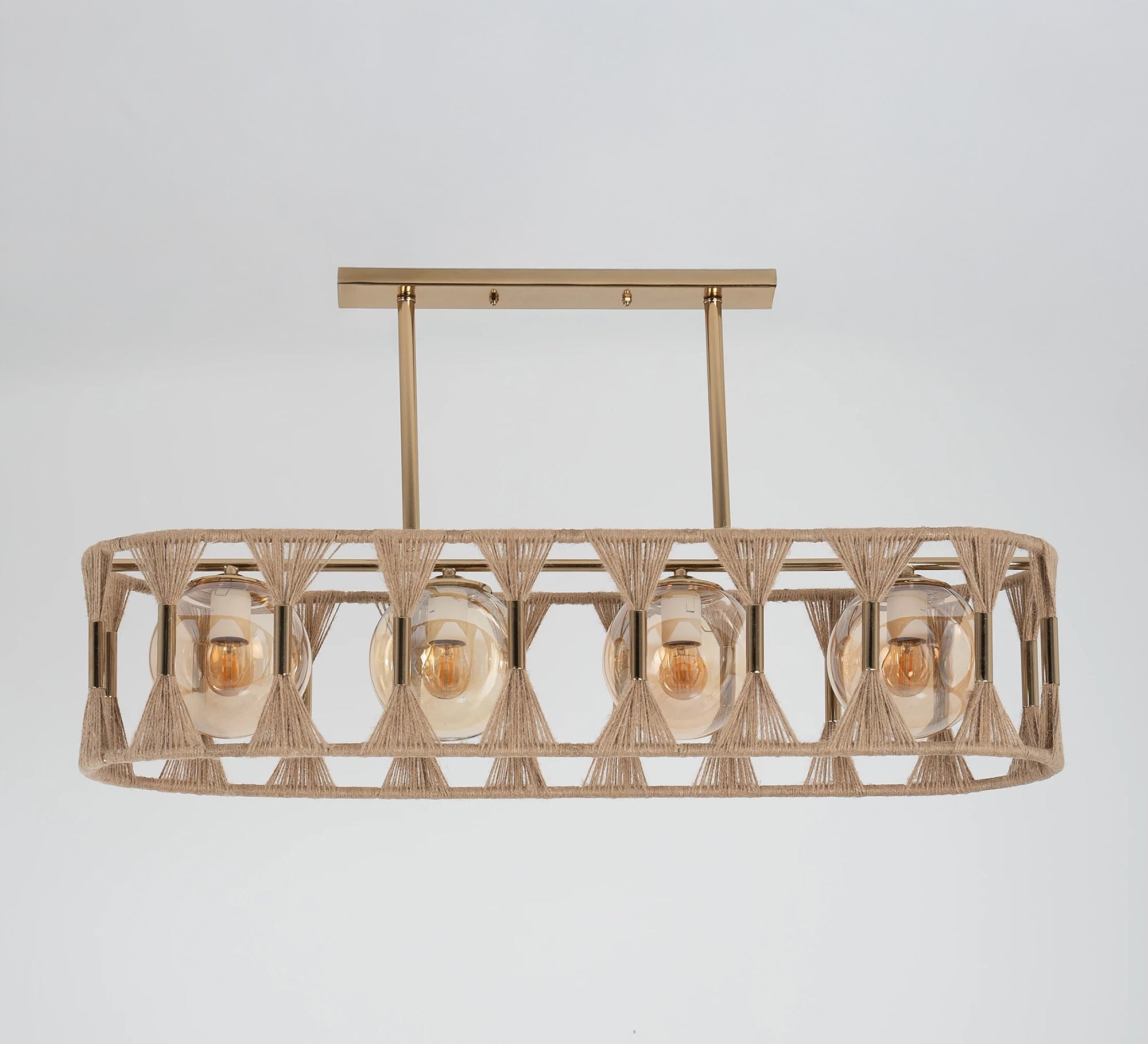 A chandelier hand - wrapped with burlap threads - Vitrine Furniture - Ceiling lights