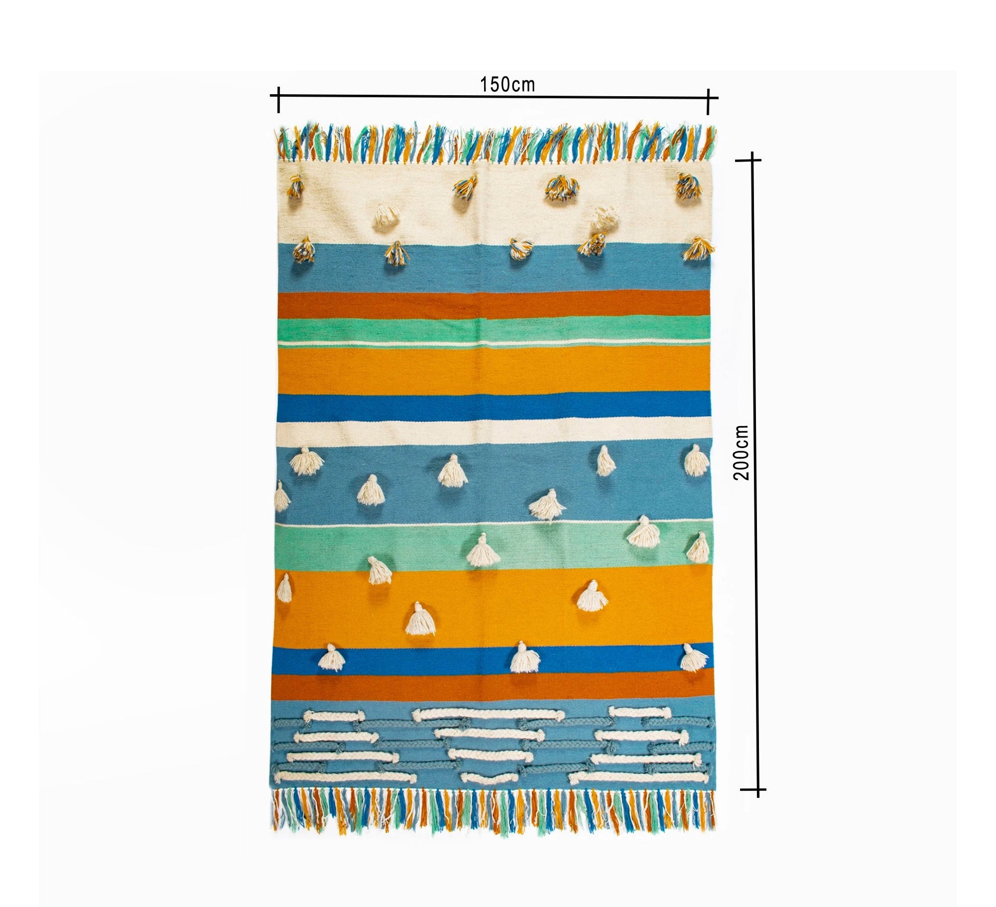 A cheerful and warm bohemian rug featuring stripes, texture, and a nautical hue - Vitrine Furniture - Accessories
