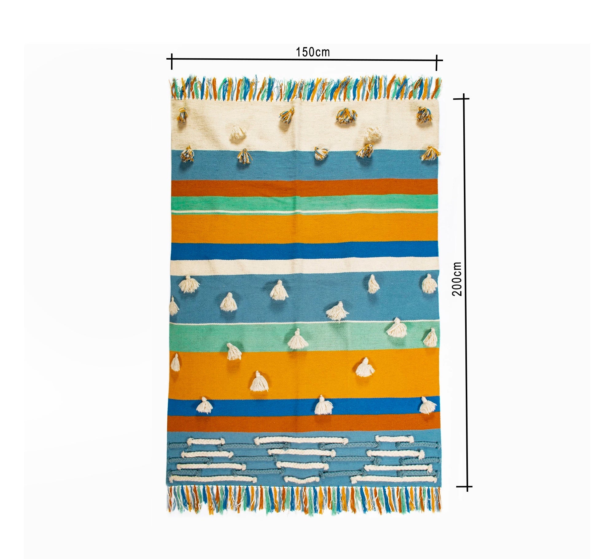 A cheerful and warm bohemian rug featuring stripes, texture, and a nautical hue - Vitrine Furniture - Accessories