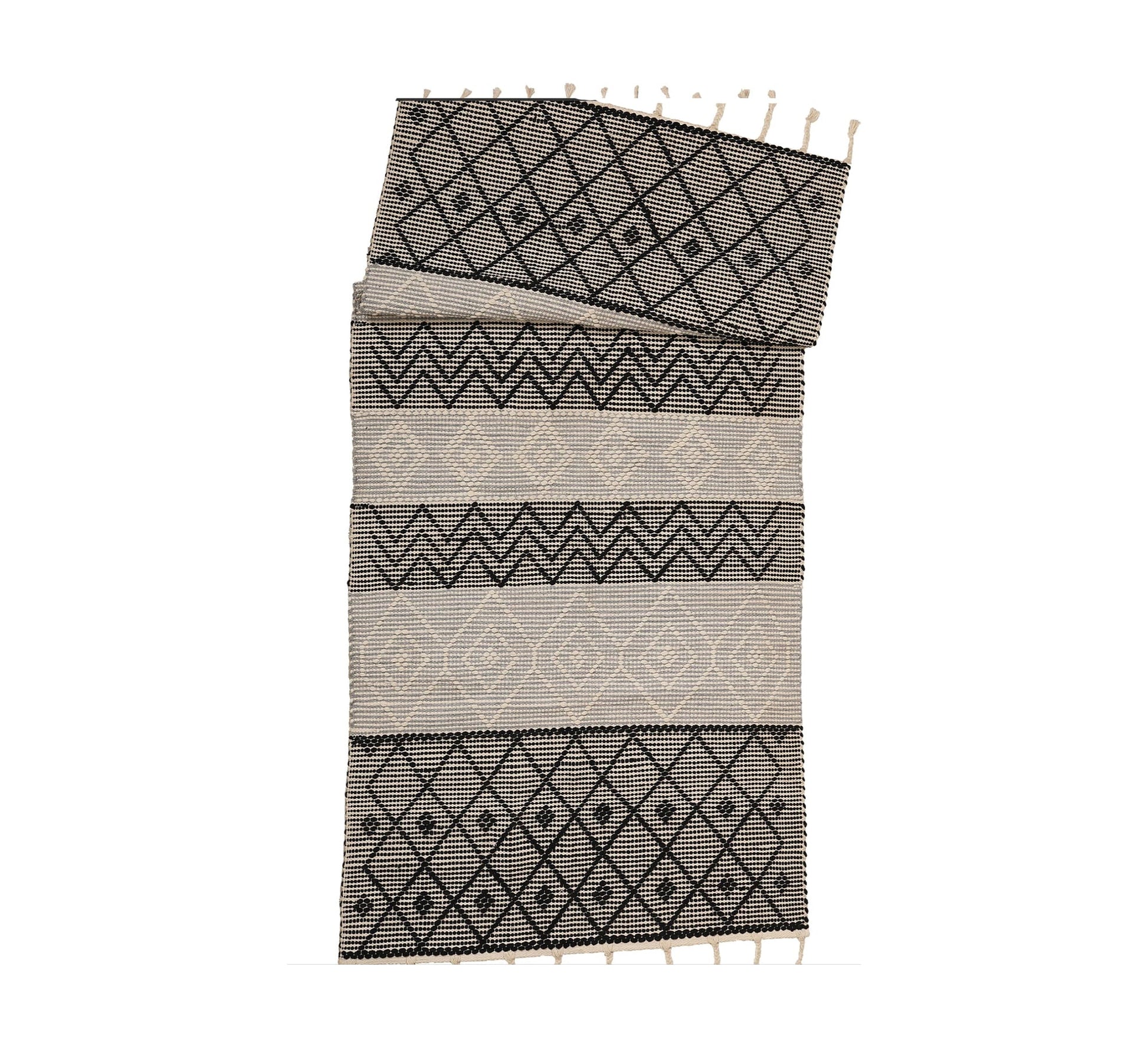 A chic, modern rug featuring black and gray geometric stripes - Vitrine Furniture - Accessories