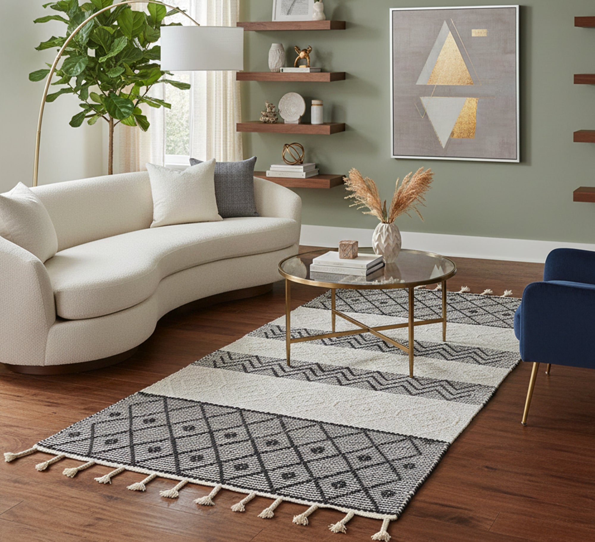 A chic, modern rug featuring black and gray geometric stripes - Vitrine Furniture - Accessories