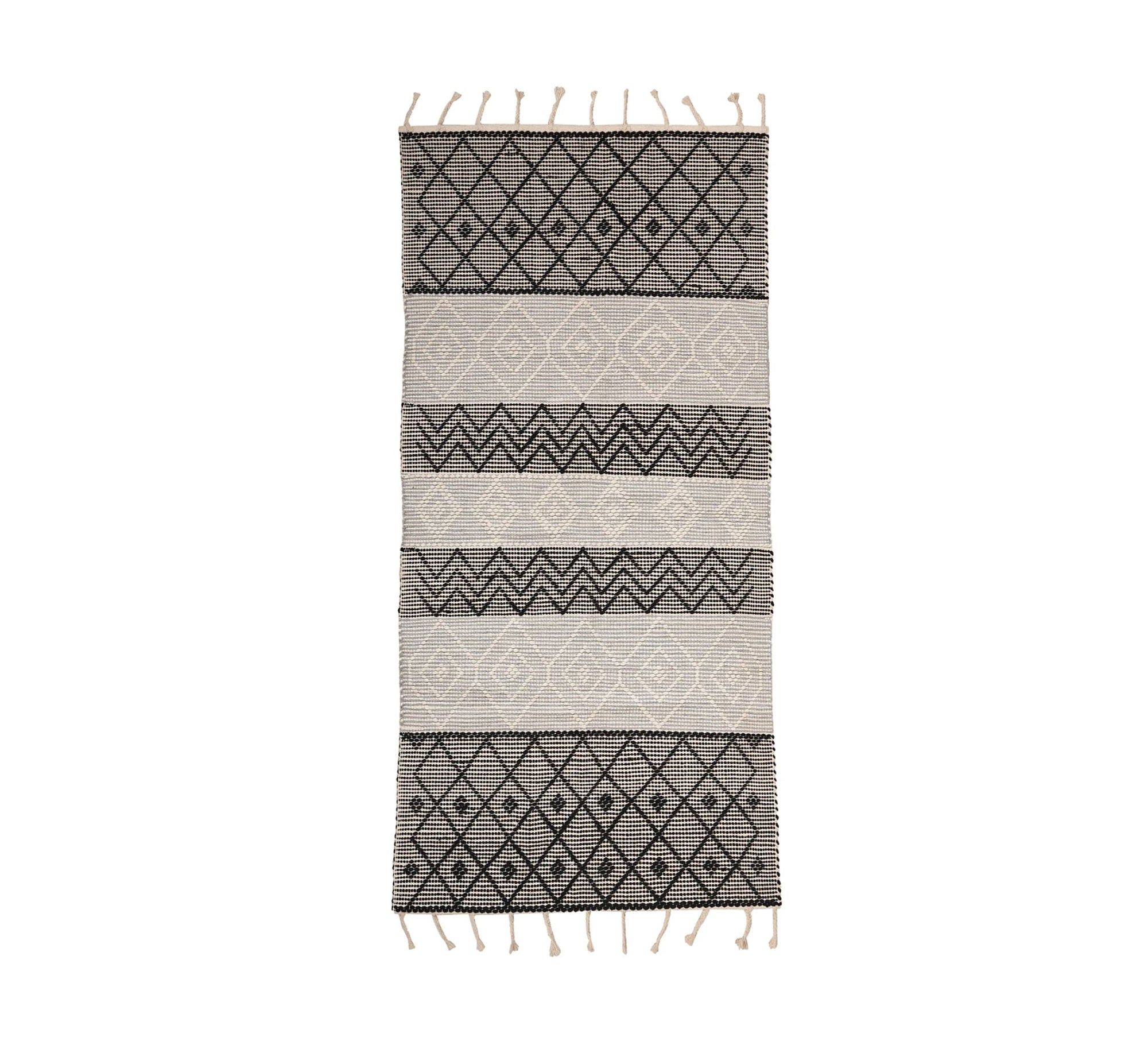A chic, modern rug featuring black and gray geometric stripes - Vitrine Furniture - Accessories