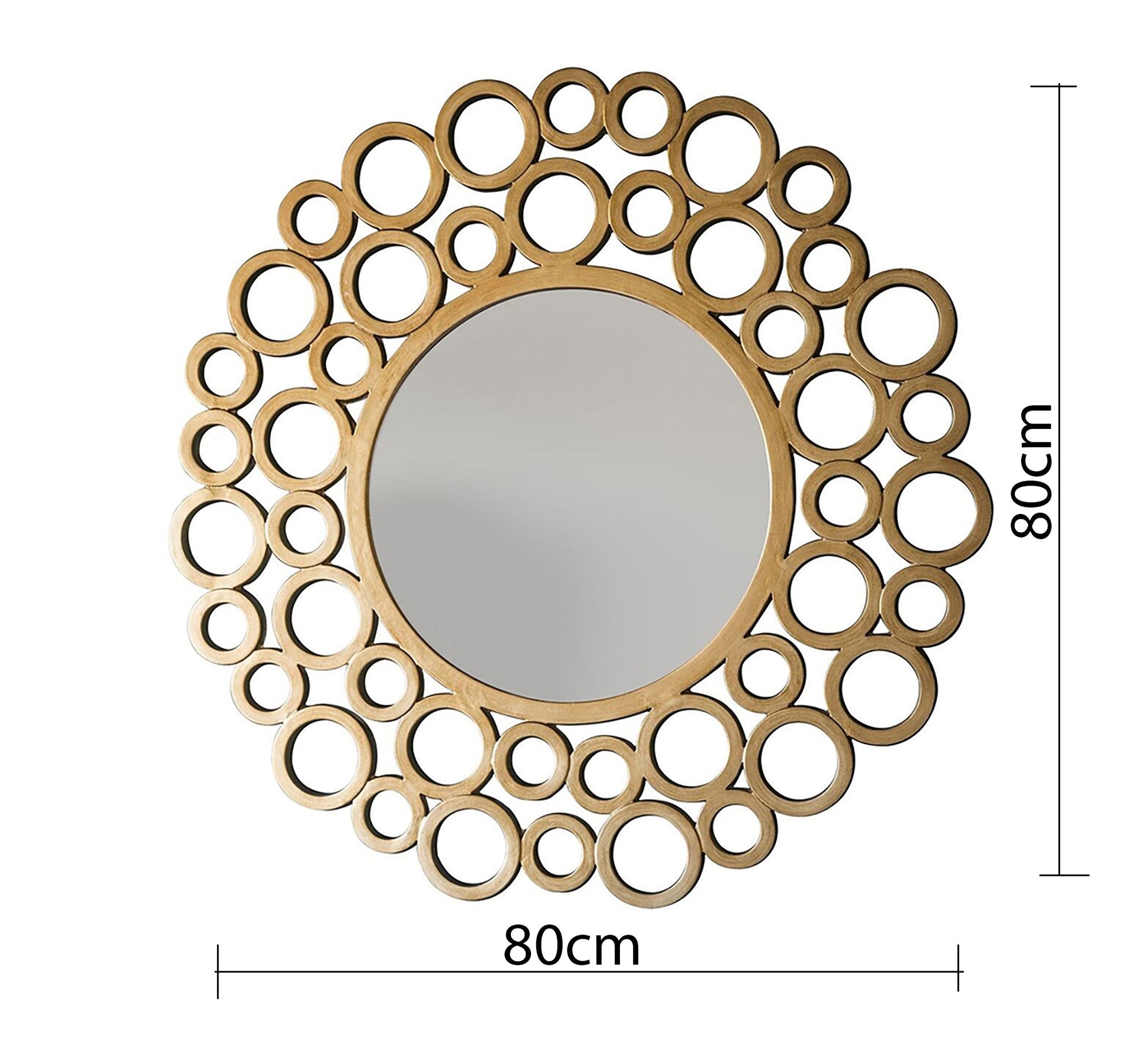 A circular mirror with a frame of multiple wooden circles - Vitrine Furniture - Décor