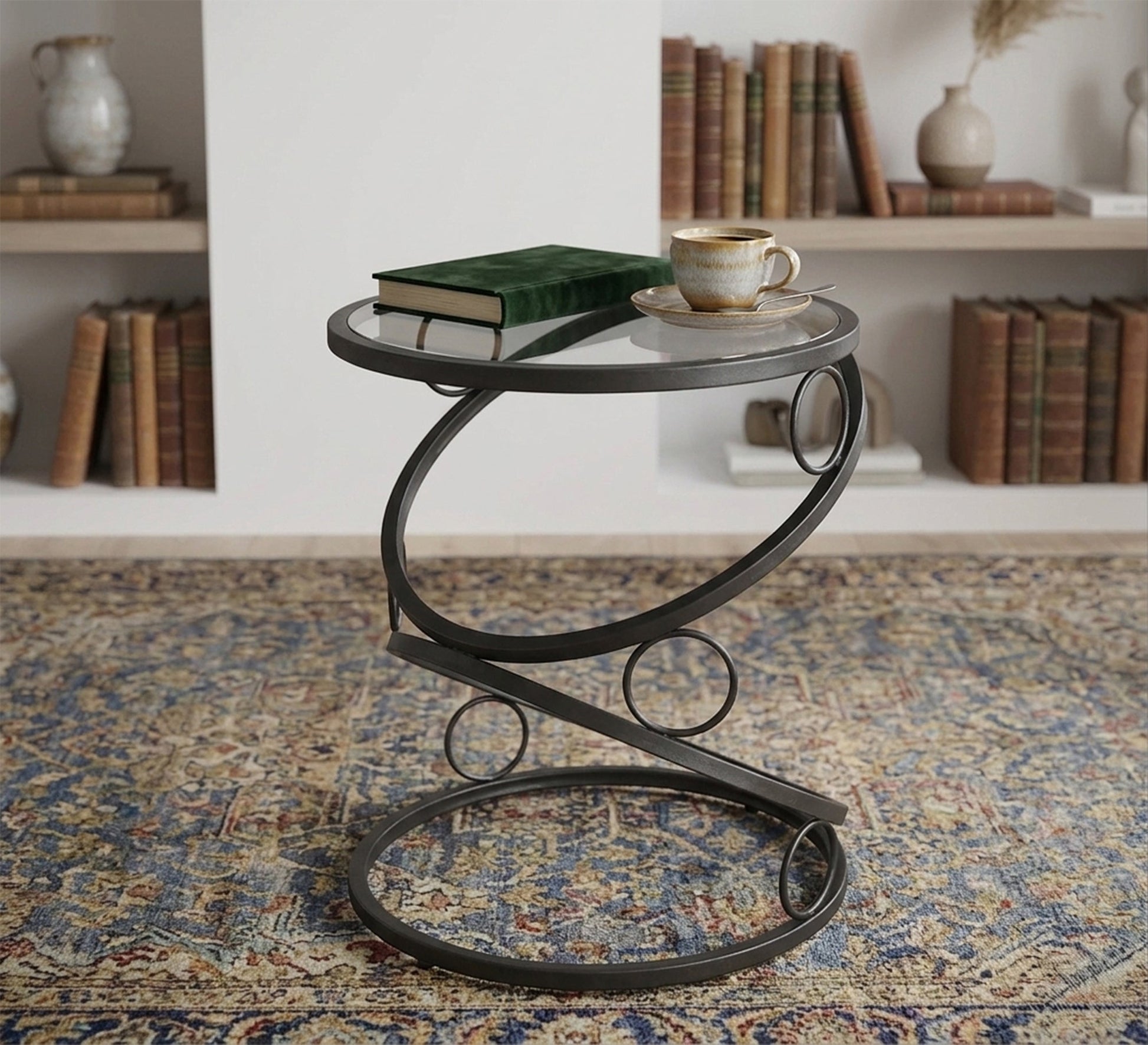 A circular table in black with a unique design - Vitrine Furniture - Coffee Tables