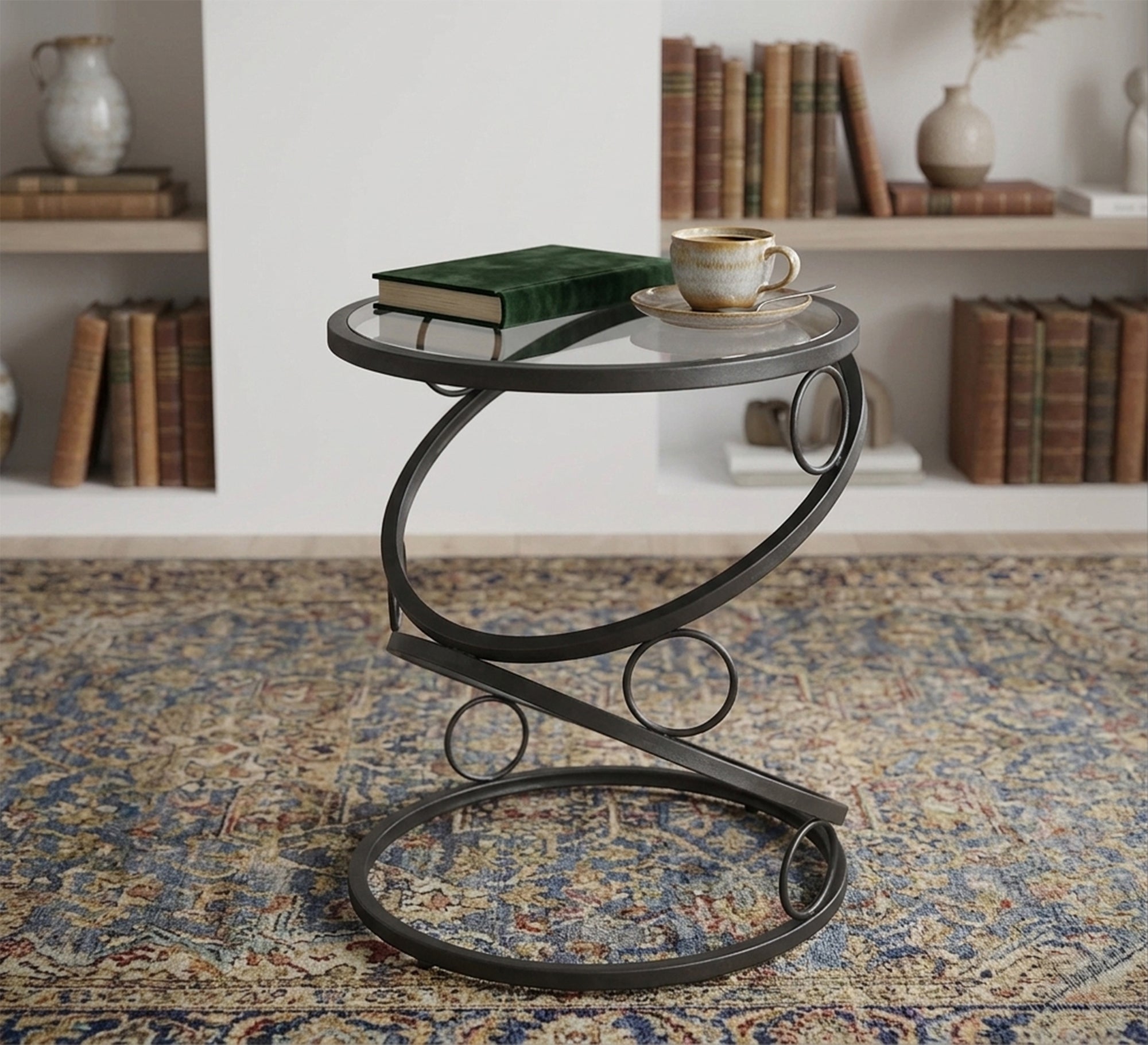A circular table in black with a unique design - Vitrine Furniture - Coffee Tables