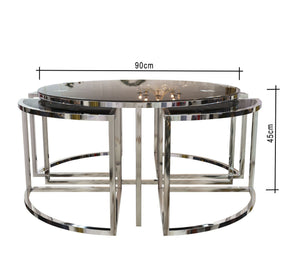 A circular table with four small silver tables - Vitrine Furniture - Furniture