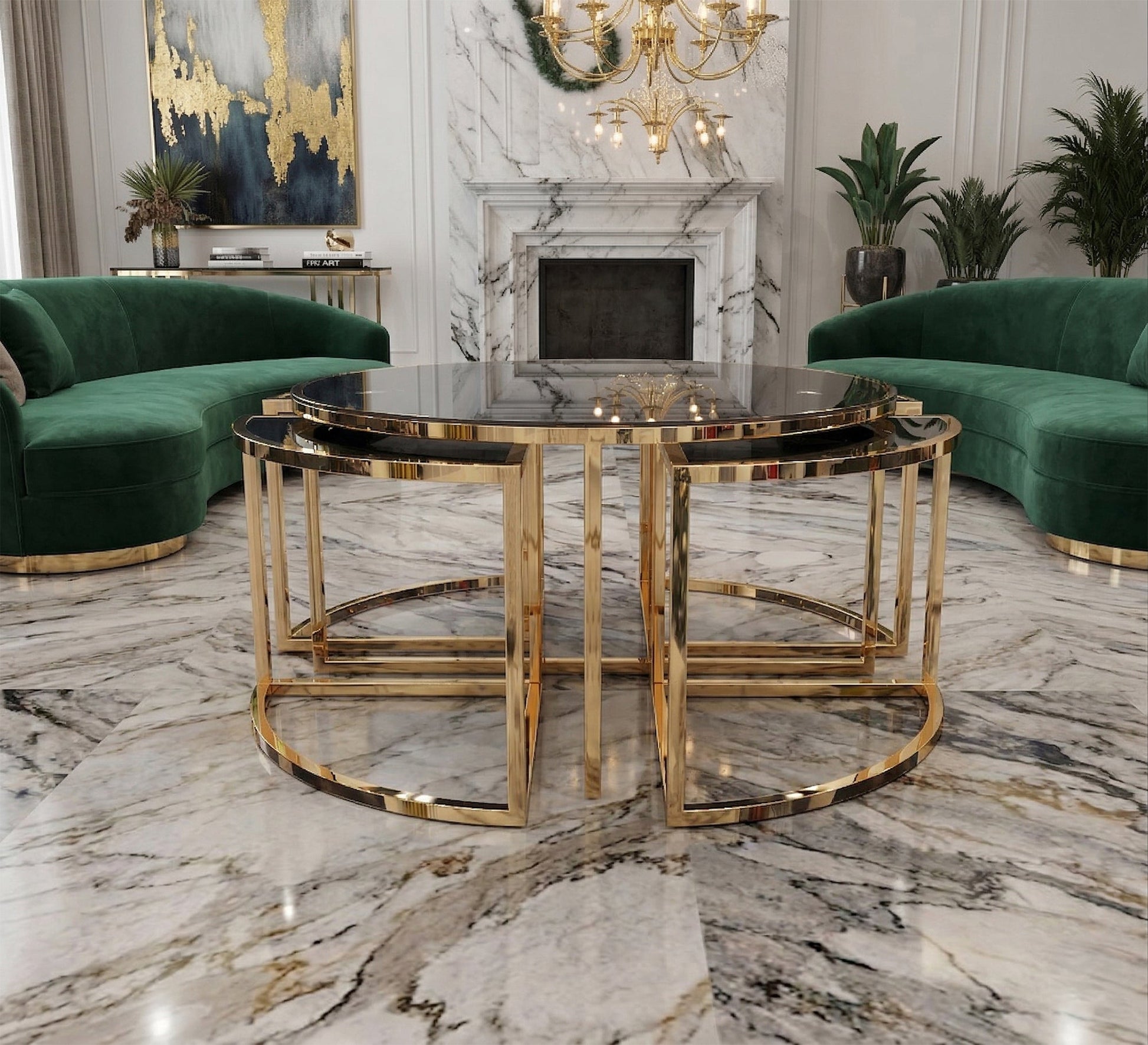 A circular table with four small tables - Vitrine Furniture - Coffee Tables