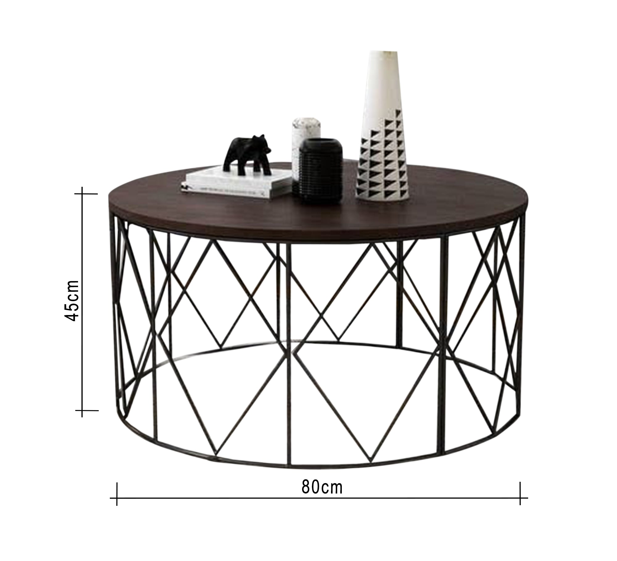 A circular table with overlapping legs in brown - Vitrine Furniture - Furniture