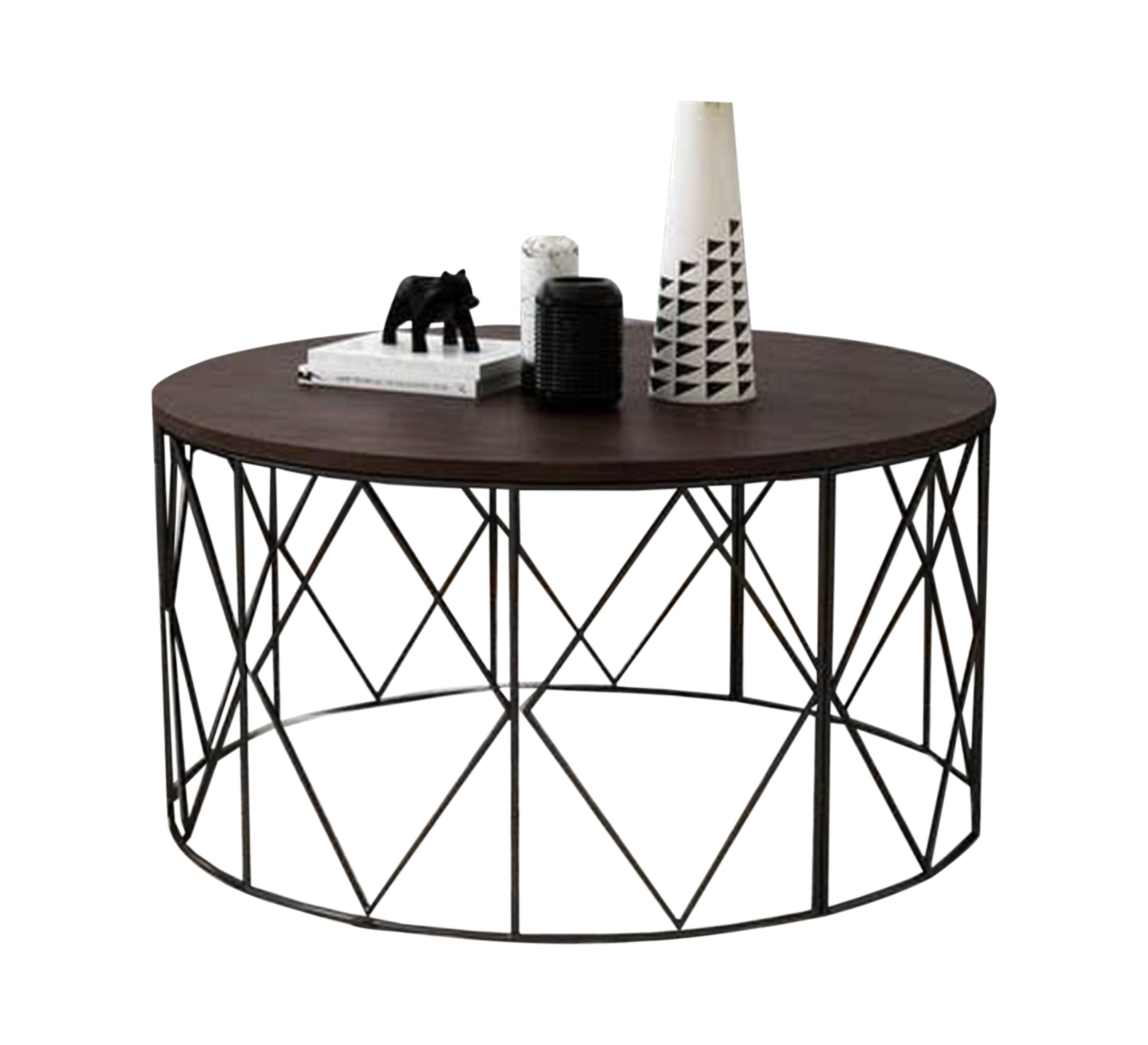 A circular table with overlapping legs in brown - Vitrine Furniture - Furniture