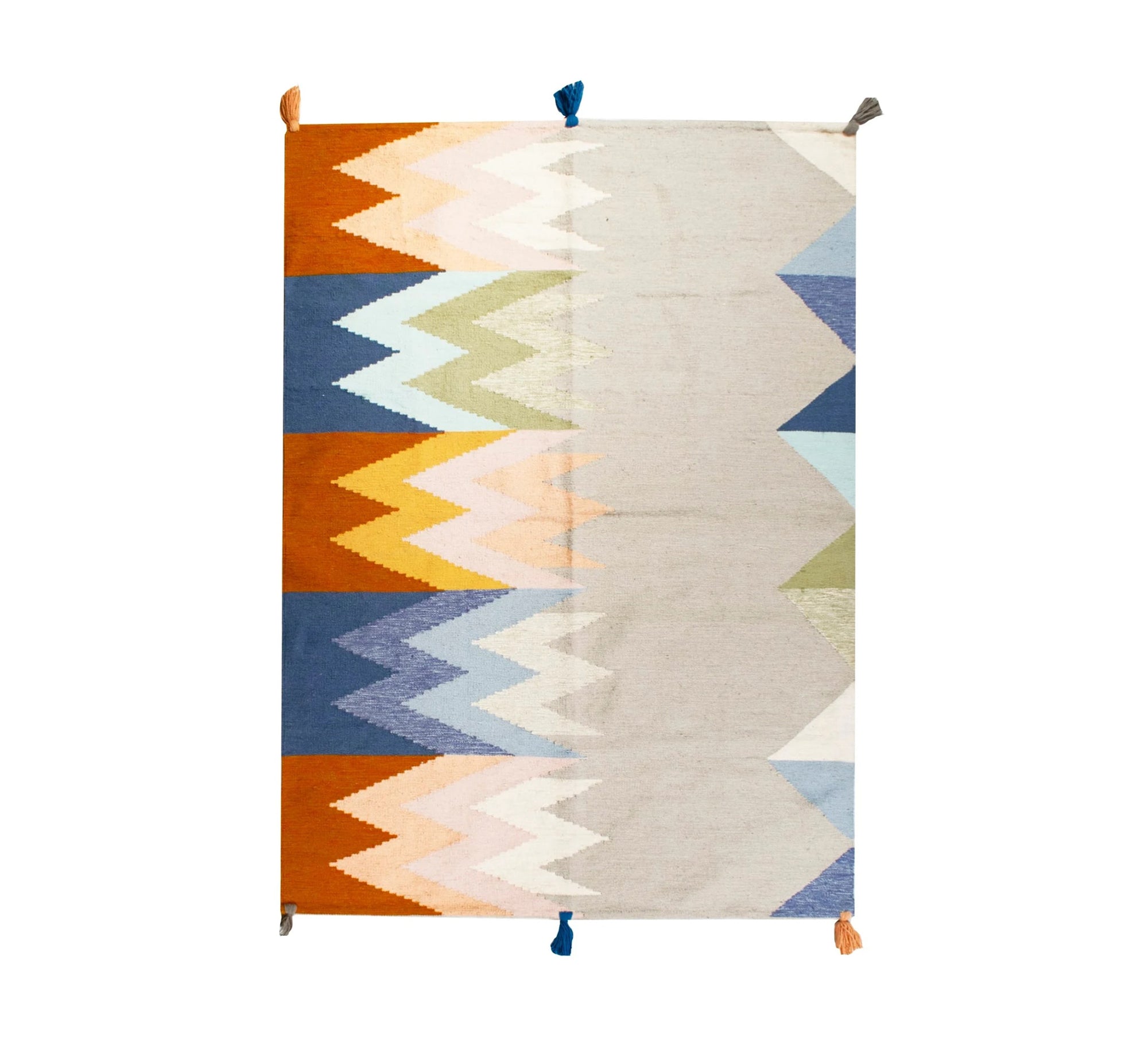 A colorful and vibrant zigzag rug in light watercolor hues - Vitrine Furniture - Accessories