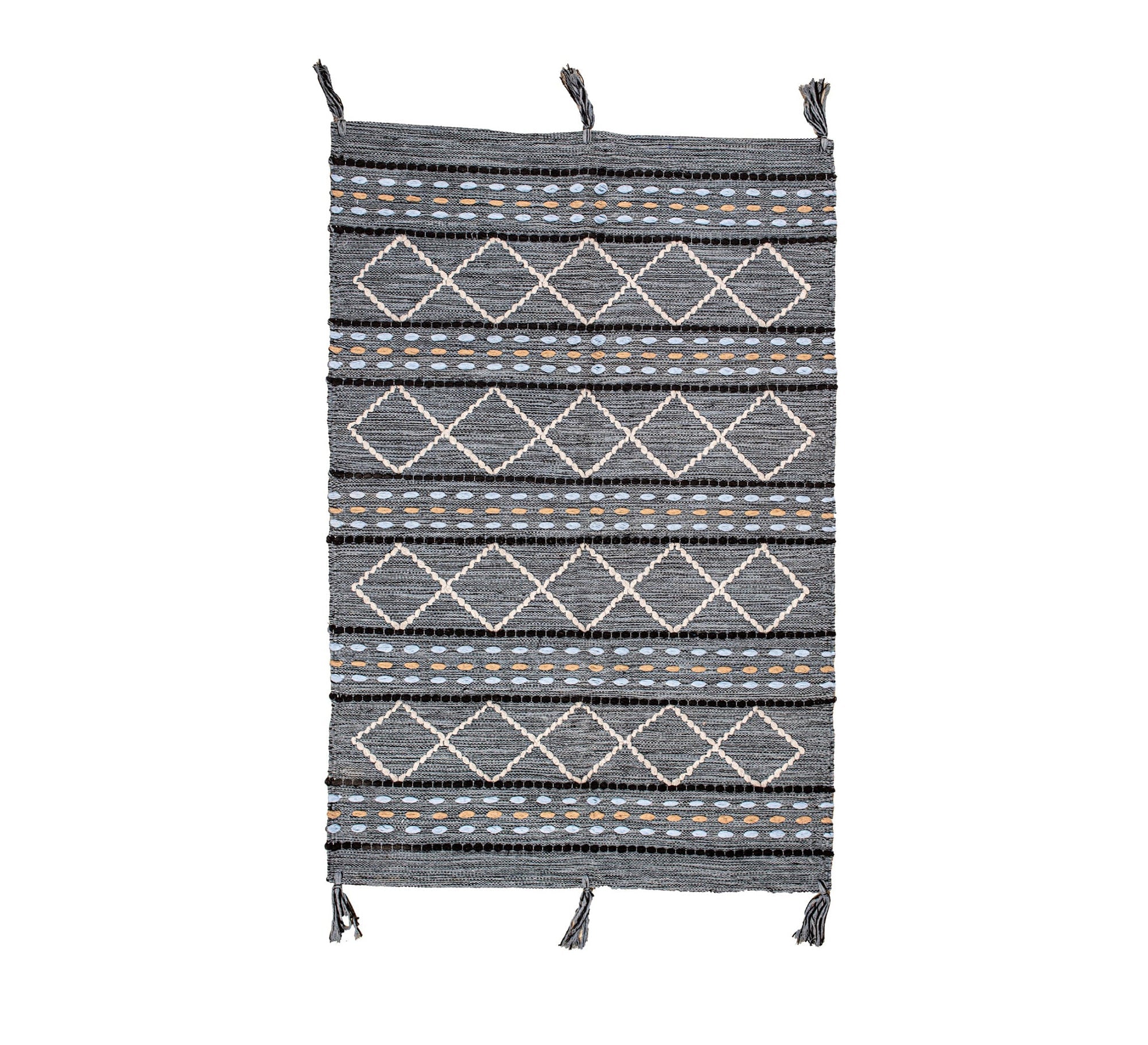 A colorful, modern, striped gray rug with diamond patterns - Vitrine Furniture - Accessories