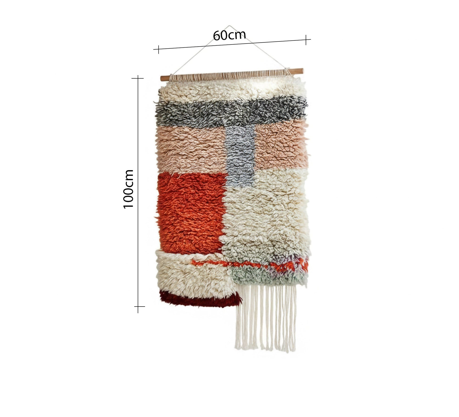 A colorful wool throw with a textured, frilly weave and vibrant clusters - Vitrine Furniture - Accessories