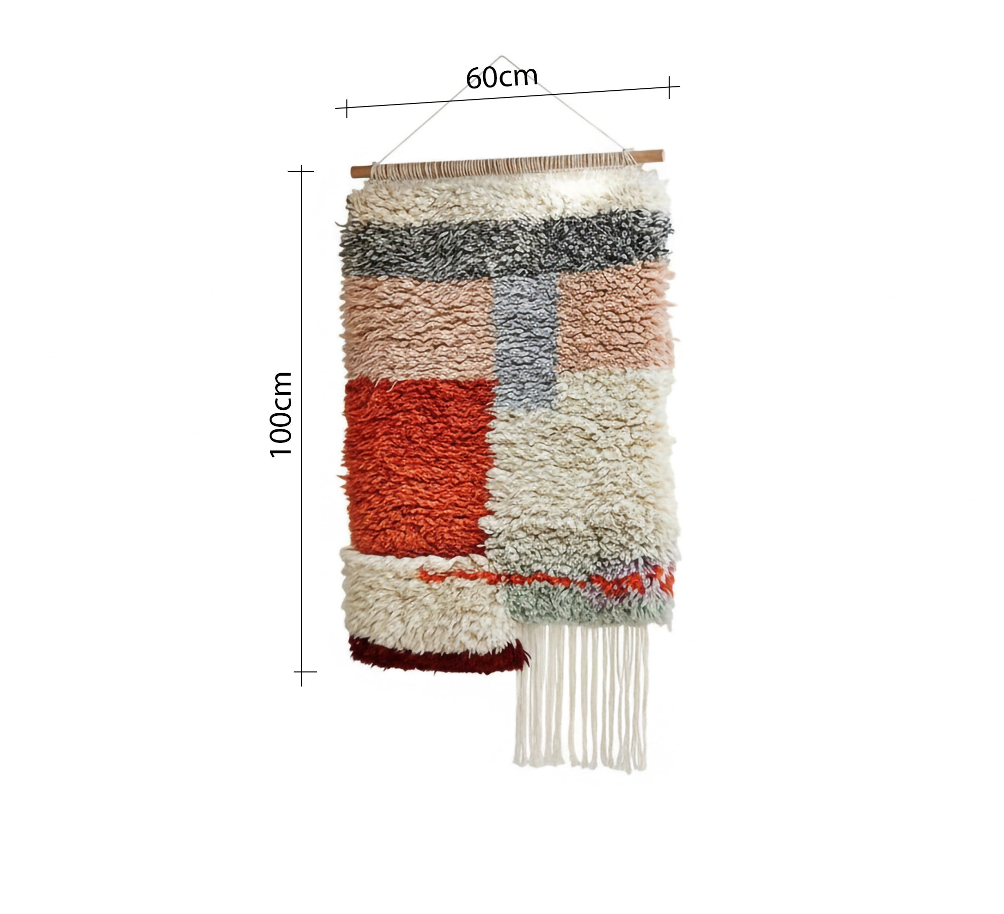 A colorful wool throw with a textured, frilly weave and vibrant clusters - Vitrine Furniture - Accessories